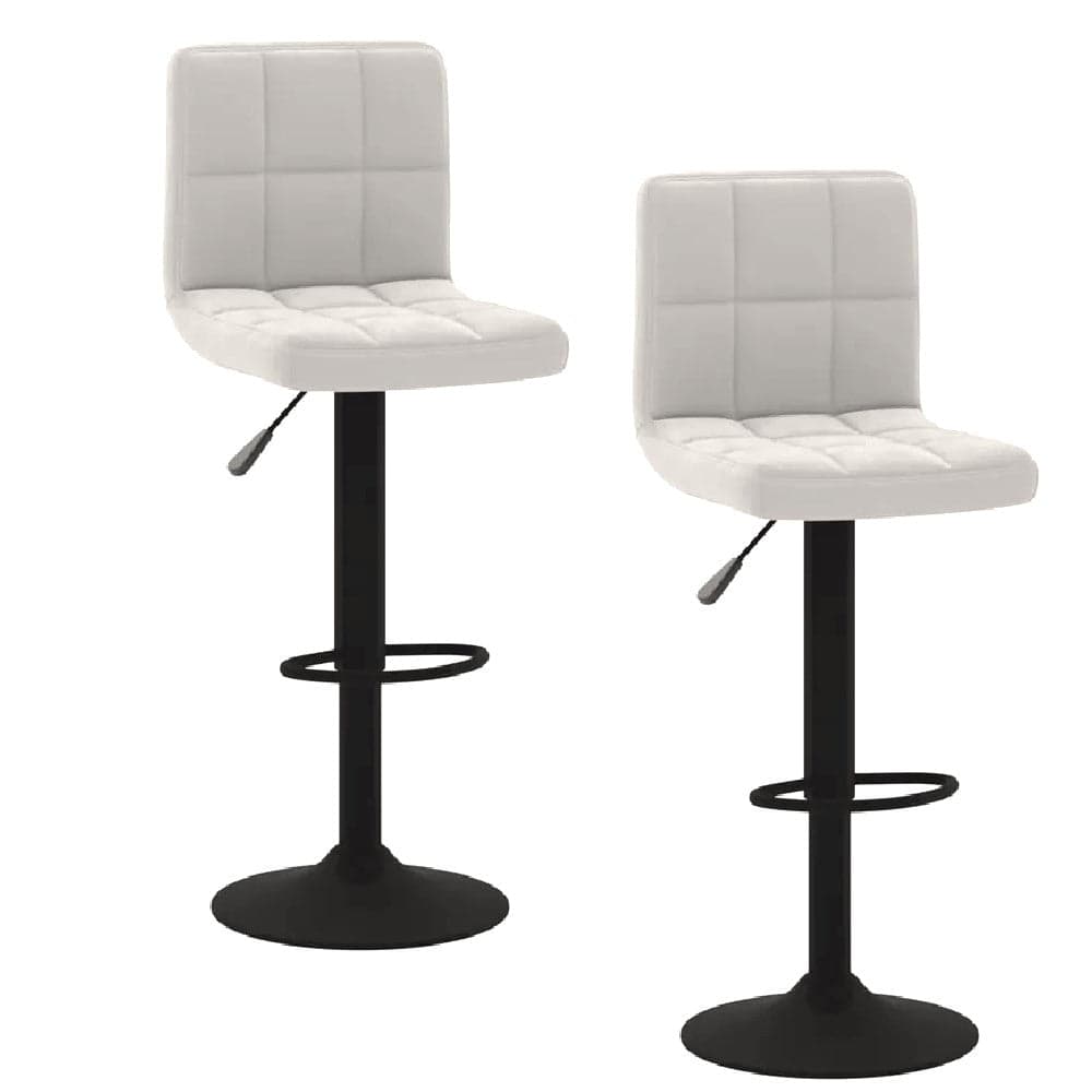 Coppia Sgabelli Cucina Bar Bistrot, Pelle Ecologica Imbottita Poggiapiedi Nero Bianco