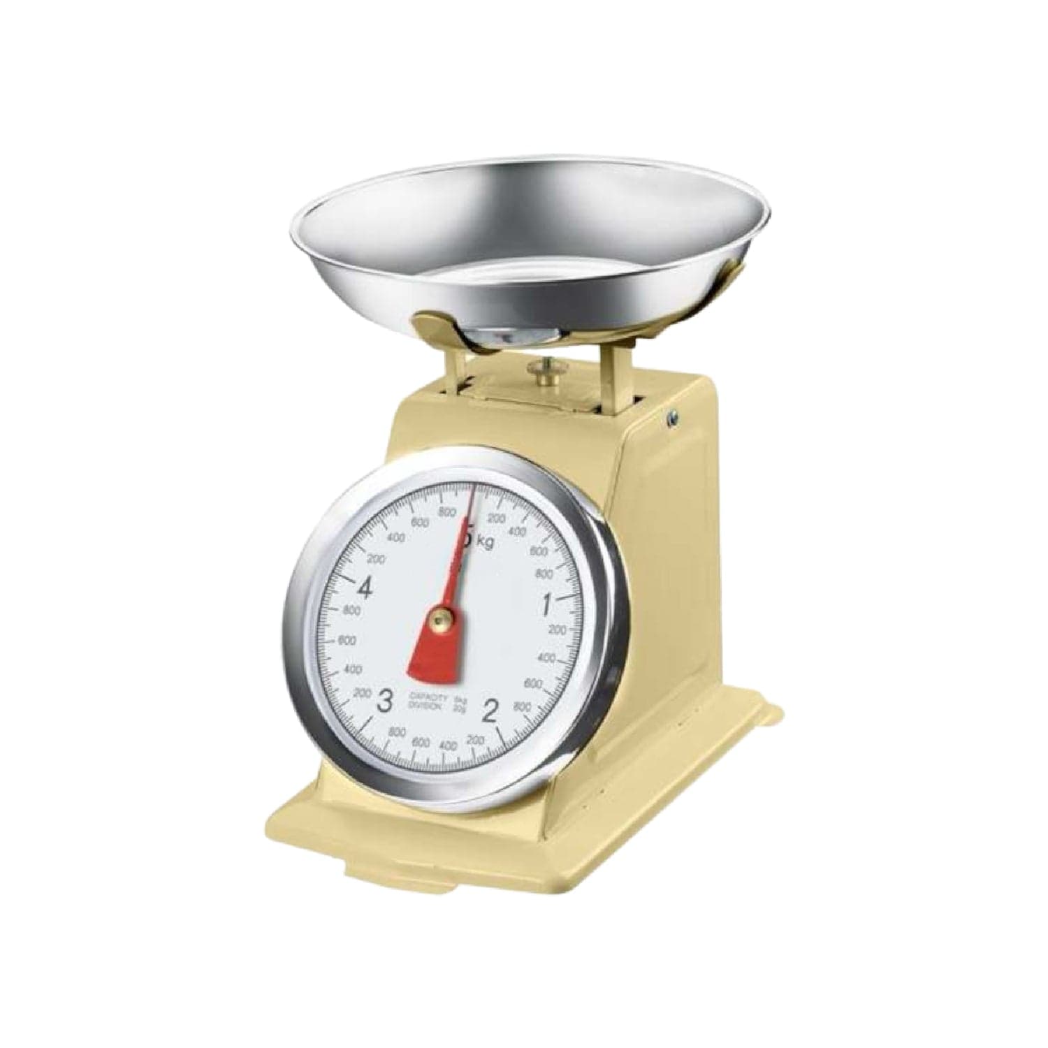 Bilancia Da Cucina in Metallo Shabby Giallo 5Kg Max Analogica Vassoio in Acciaio