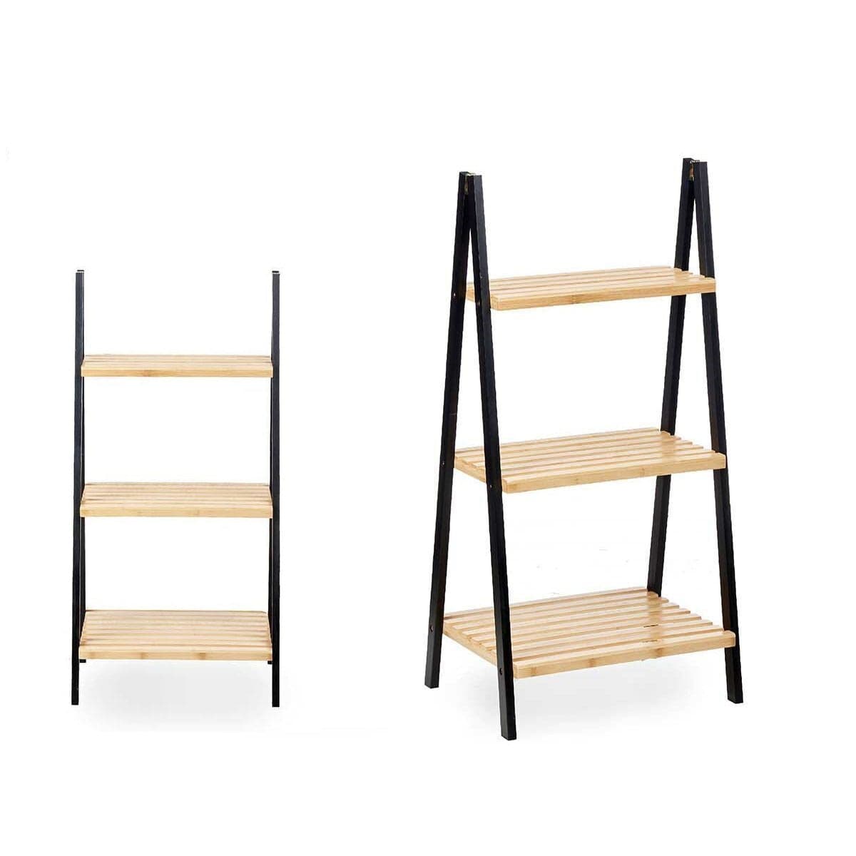 Scaffale da Bagno 3 Ripiani in Legno di Bambu 30x40,3x85cm Moderno Nero naturale