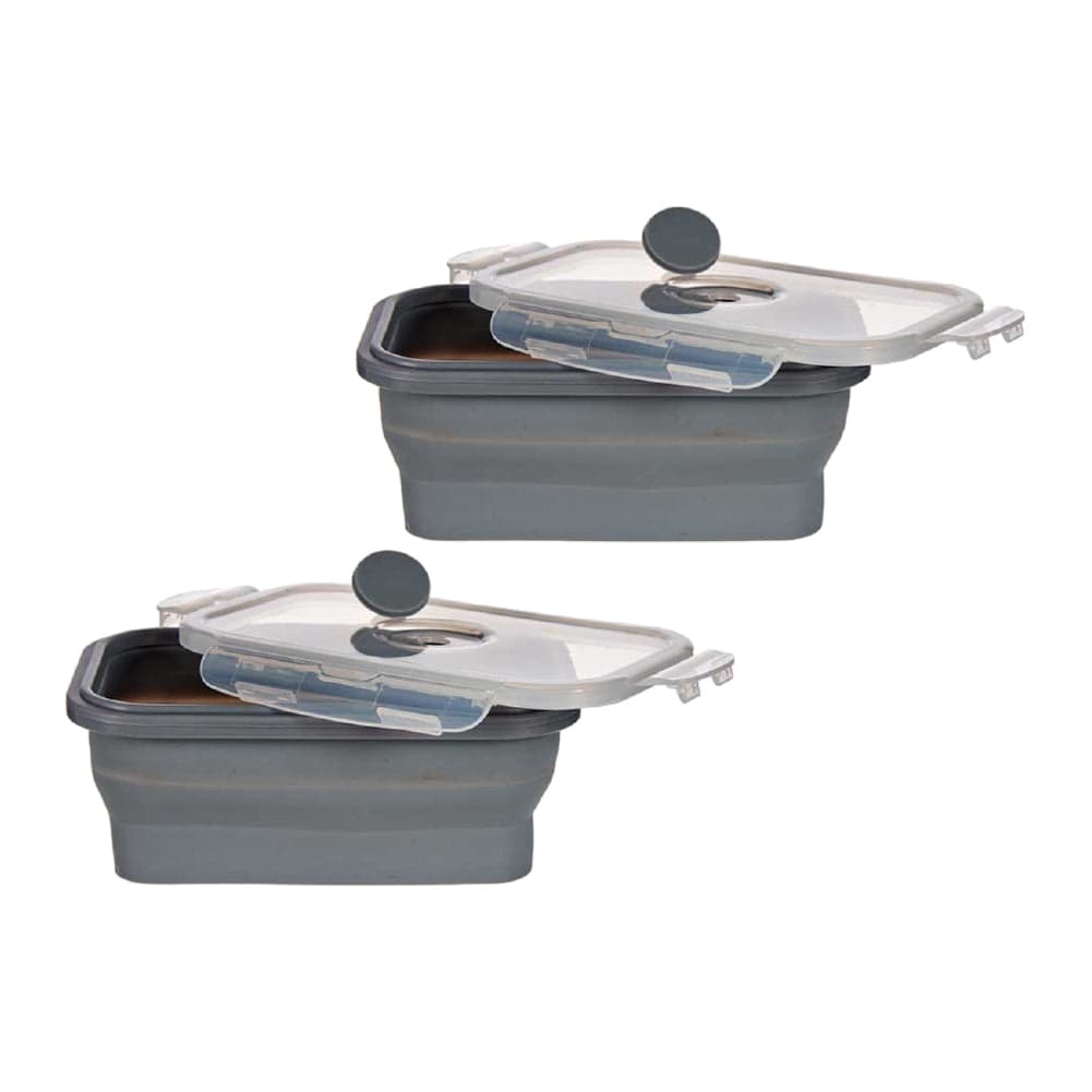Set 2pz Contenitori Alimenti Porta Pranzo Silicone Salvaspazio Lunch Box 540ml