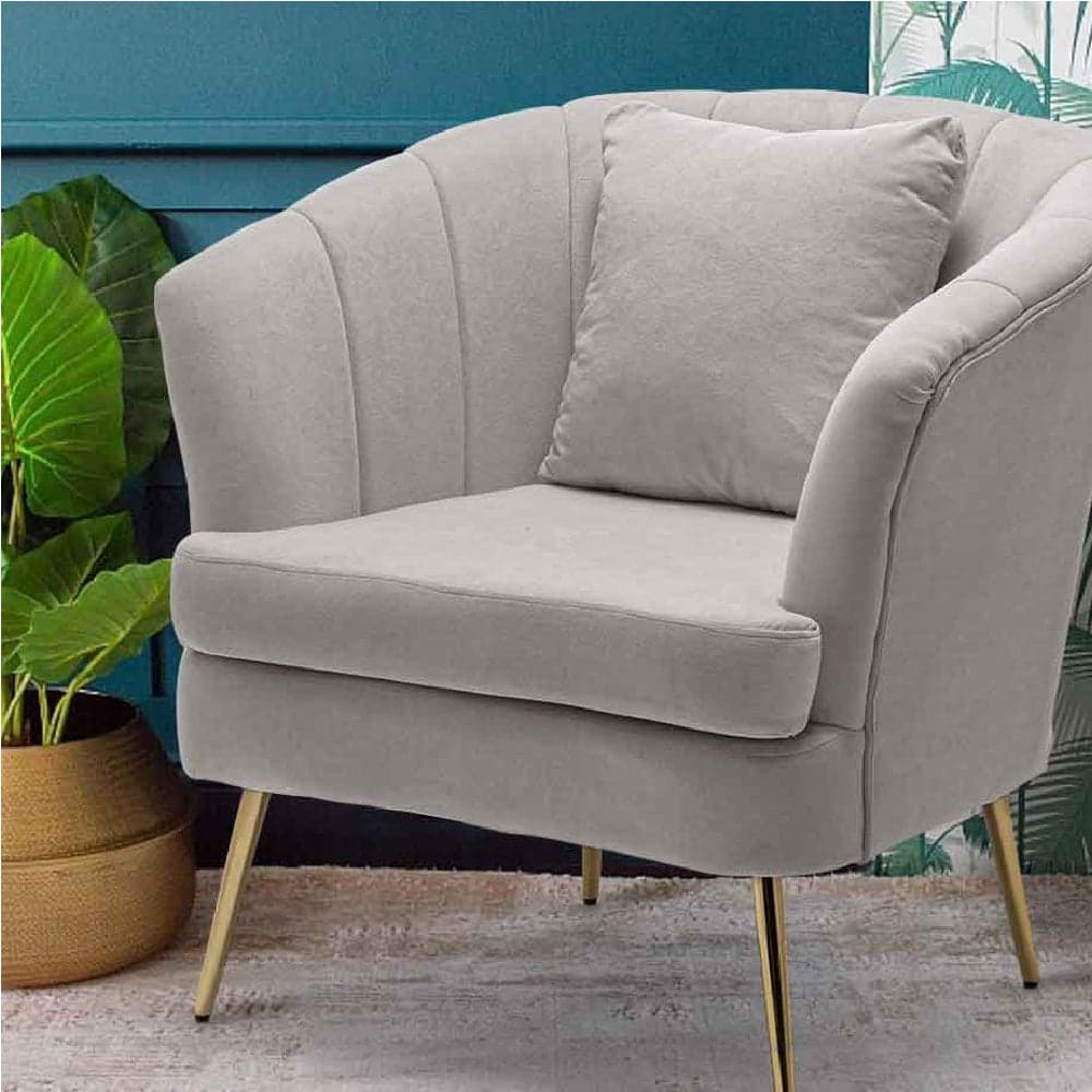 Sedia Poltrona in Tessuto e Metallo con Cuscino Design Elegante Moderno GrigioOro in Poltrone Danyx - Casoria, commercioVirtuoso.it