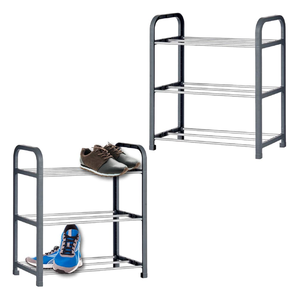 Set 2 Porta Scarpe con 3 Ripiani Salvaspazio Metallo Plastica Organizer Scarpe