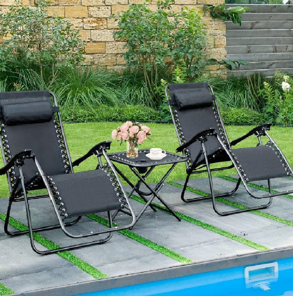 Kit da Giardino 2 Sdraio Zero Gravity e 1 Tavolino Tutto Pieghevole e Salvaspazio in Lettini Danyx - Casoria, commercioVirtuoso.it