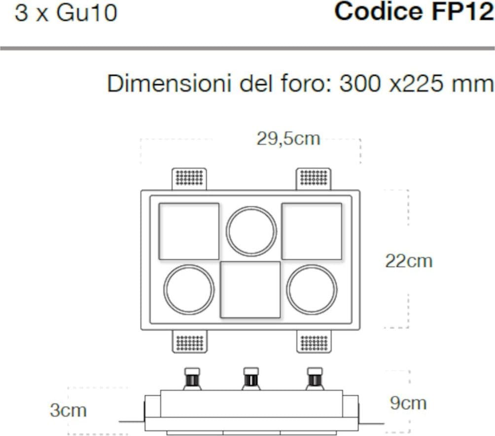 Faretto incasso Lampadari Bartalini IHCCACS FP12 GU10 LED gesso verniciabile in Faretti da soffitto Lampadari Bartalini - Colle di Val d’Elsa, commercioVirtuoso.it