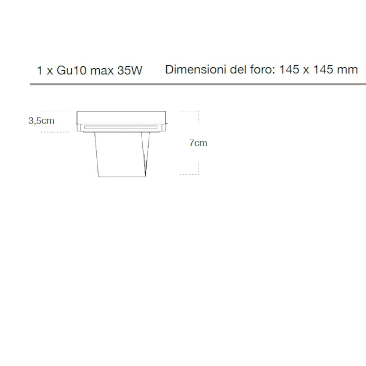 Faretto incasso Lampadari Bartalini ESREVER 1 FP32 GU10 LED gesso verniciabile in Faretti da soffitto Lampadari Bartalini - Colle di Val d’Elsa, commercioVirtuoso.it