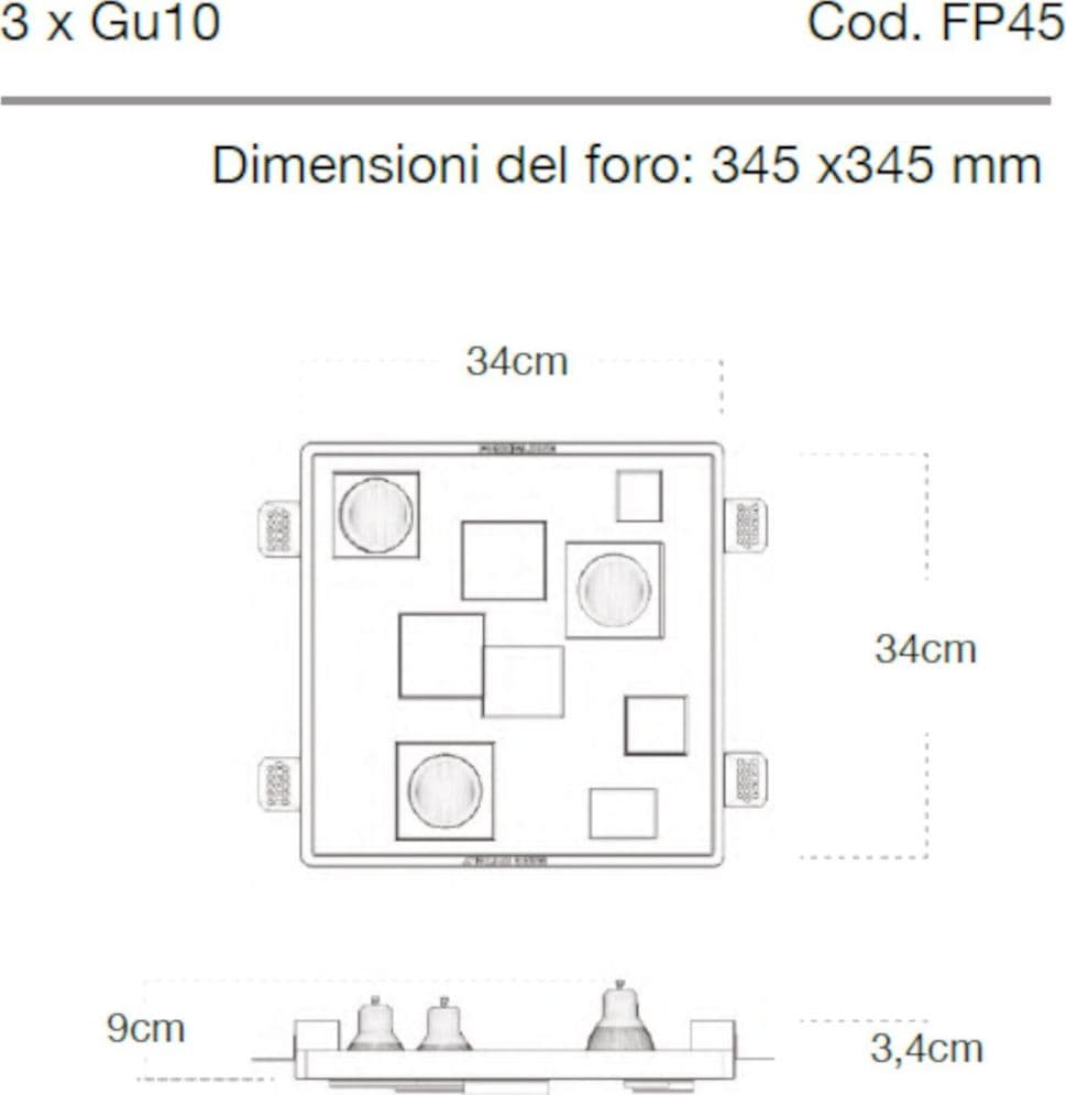 Faretto incasso Lampadari Bartalini OGNIR FP45 GU10 LED gesso verniciabile in Faretti da muro Lampadari Bartalini - Colle di Val d’Elsa, commercioVirtuoso.it