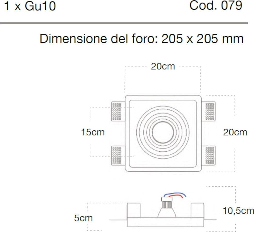 Faretto incasso Lampadari Bartalini YALLEV 079 GU10 LED gesso verniciabile in Faretti da soffitto Lampadari Bartalini - Colle di Val d’Elsa, commercioVirtuoso.it