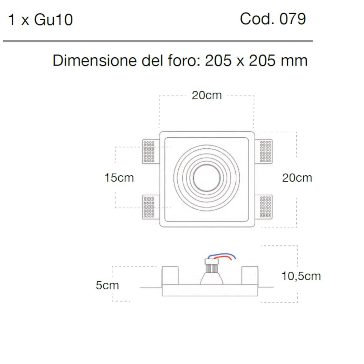Faretto incasso Lampadari Bartalini YALLEV 079 GU10 LED gesso verniciabile in Faretti da soffitto Lampadari Bartalini - Colle di Val d’Elsa, commercioVirtuoso.it