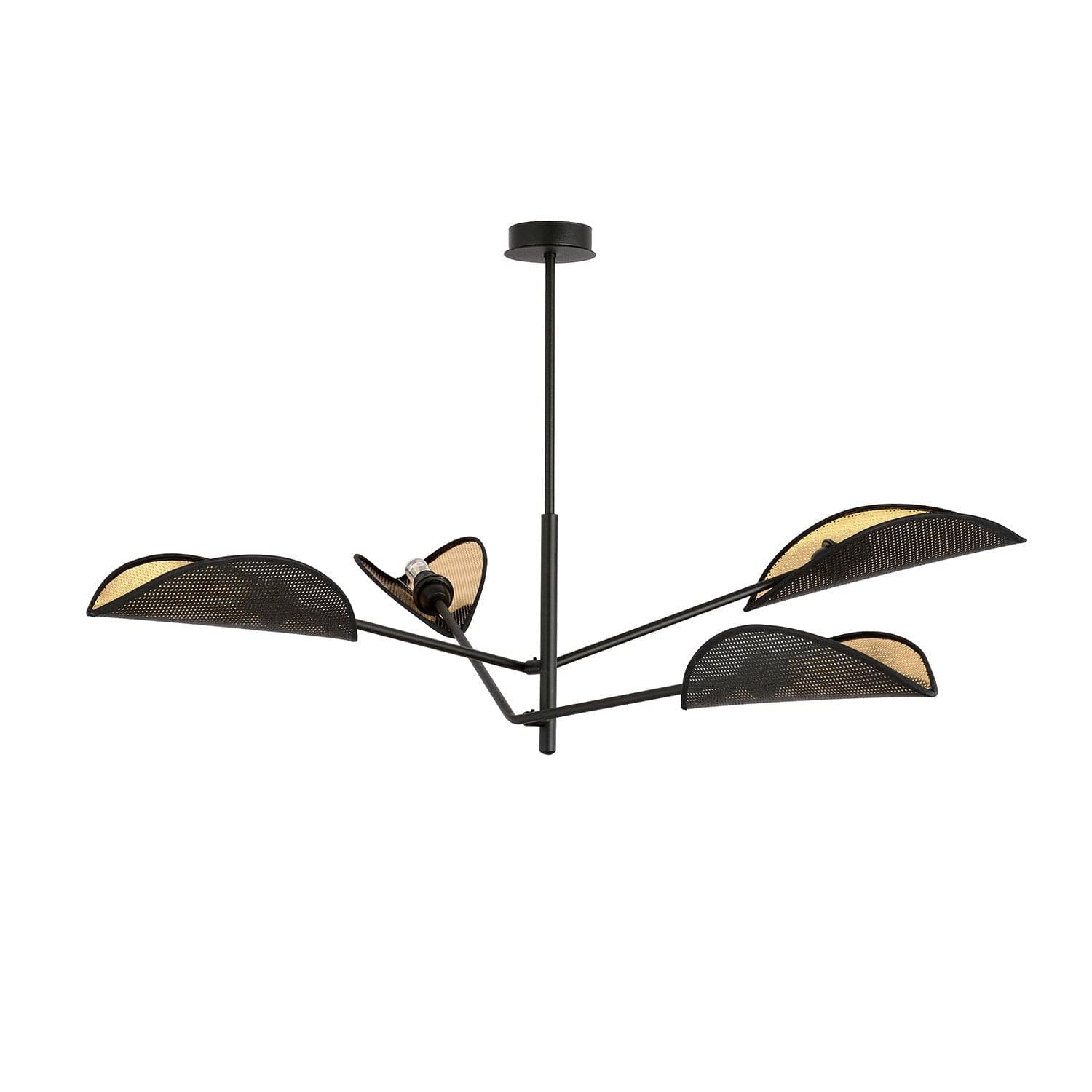 Lampadario 4 Luci Vene In Acciao Nero E Oro Con Bracci Mobili in Lampadari LuceArt - Montecorvino Pugliano, commercioVirtuoso.it