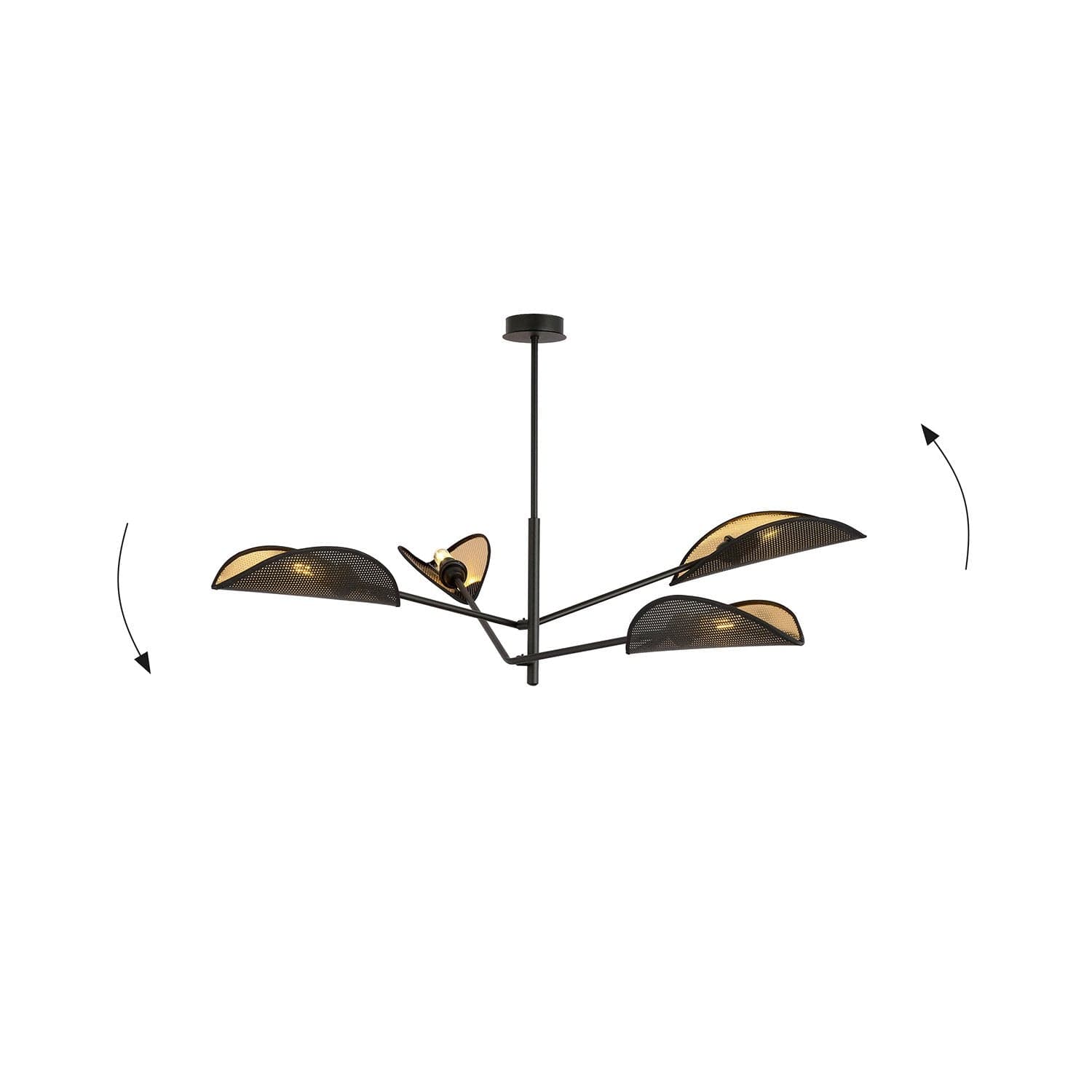 Lampadario 4 Luci Vene In Acciao Nero E Oro Con Bracci Mobili in Lampadari LuceArt - Montecorvino Pugliano, commercioVirtuoso.it