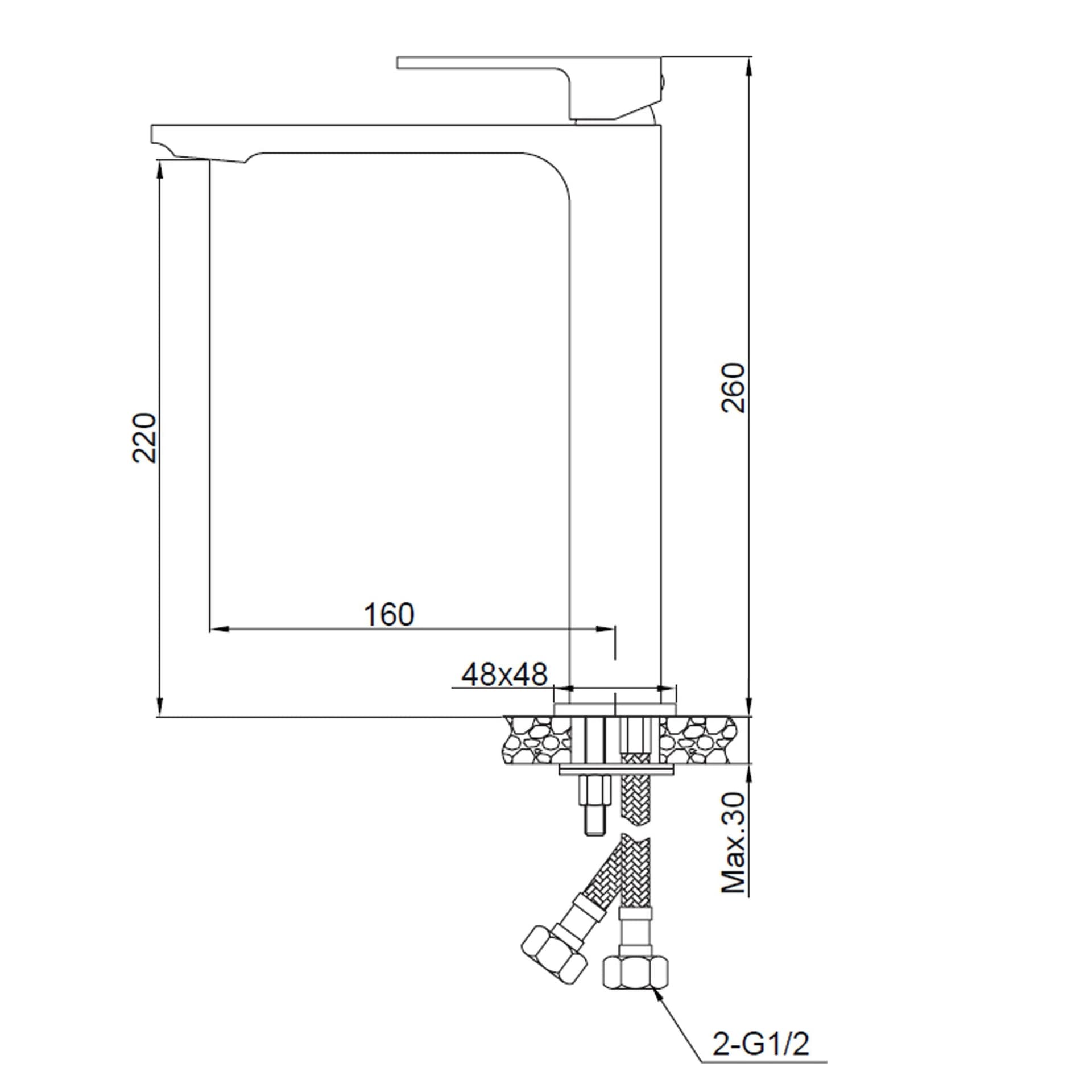 Miscelatore canna alta quadrato nero per lavabo design TBOL in Rubinetti per lavandini bagno Mondialshop - Parabiago, commercioVirtuoso.it