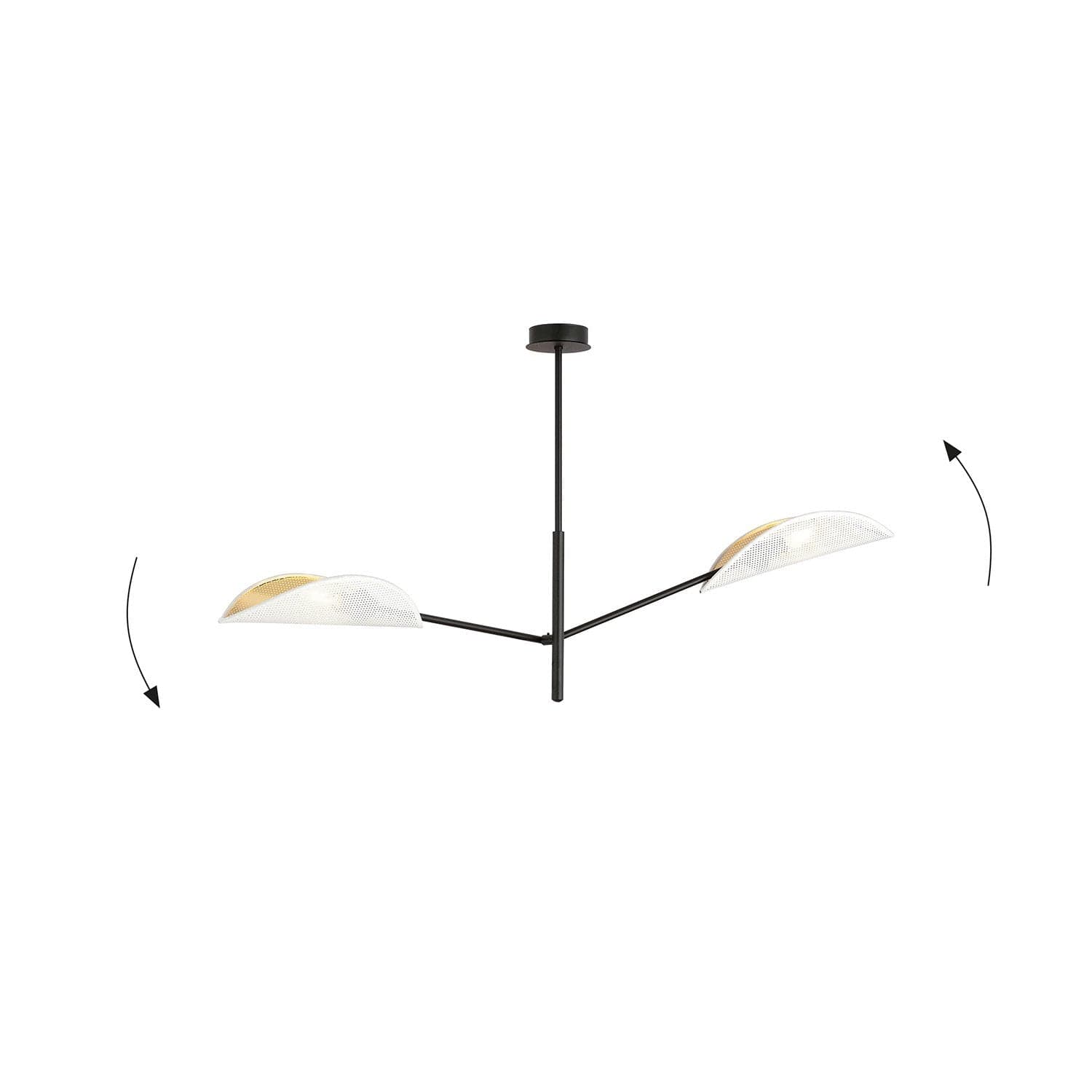 Lampadario 2 Luci Vene In Acciao Nero E Bianco Oro Con Bracci Mobili in Lampadari LuceArt - Montecorvino Pugliano, commercioVirtuoso.it