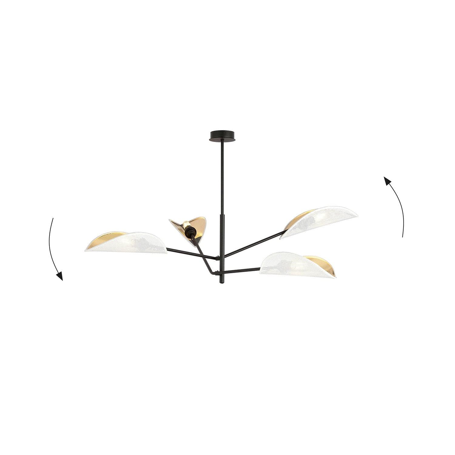 Lampadario 4 Luci Vene In Acciao Nero E Bianco Oro Con Bracci Mobili in Lampadari LuceArt - Montecorvino Pugliano, commercioVirtuoso.it