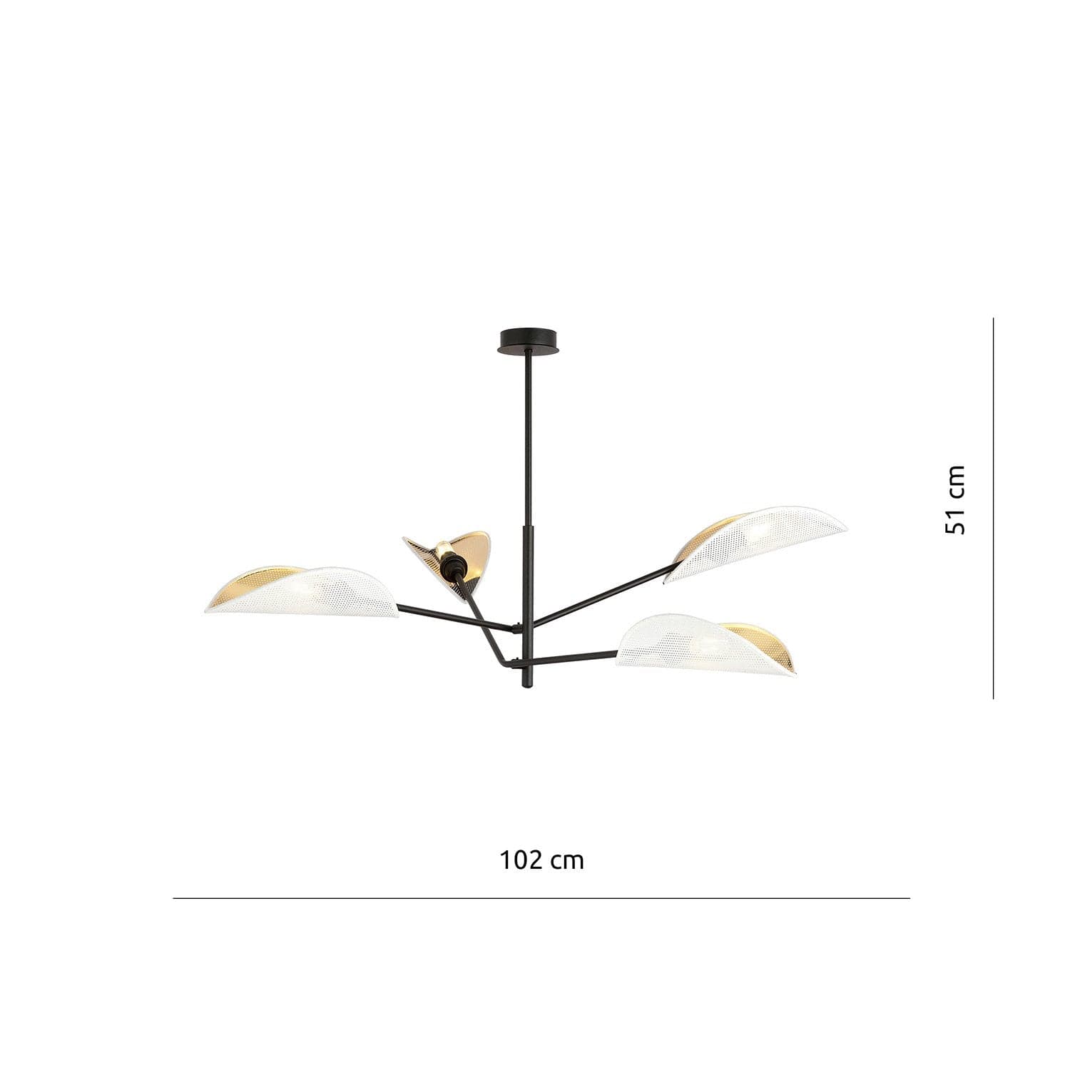 Lampadario 4 Luci Vene In Acciao Nero E Bianco Oro Con Bracci Mobili in Lampadari LuceArt - Montecorvino Pugliano, commercioVirtuoso.it