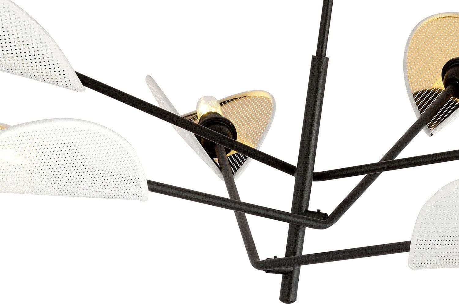 Lampadario 6 Luci Vene In Acciao Nero E Bianco Oro Con Bracci Mobili in Lampadari LuceArt - Montecorvino Pugliano, commercioVirtuoso.it