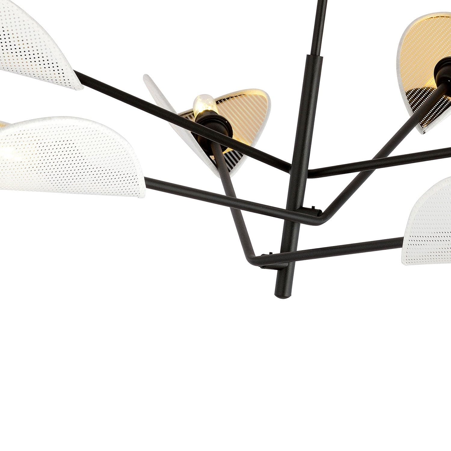 Lampadario 6 Luci Vene In Acciao Nero E Bianco Oro Con Bracci Mobili in Lampadari LuceArt - Montecorvino Pugliano, commercioVirtuoso.it