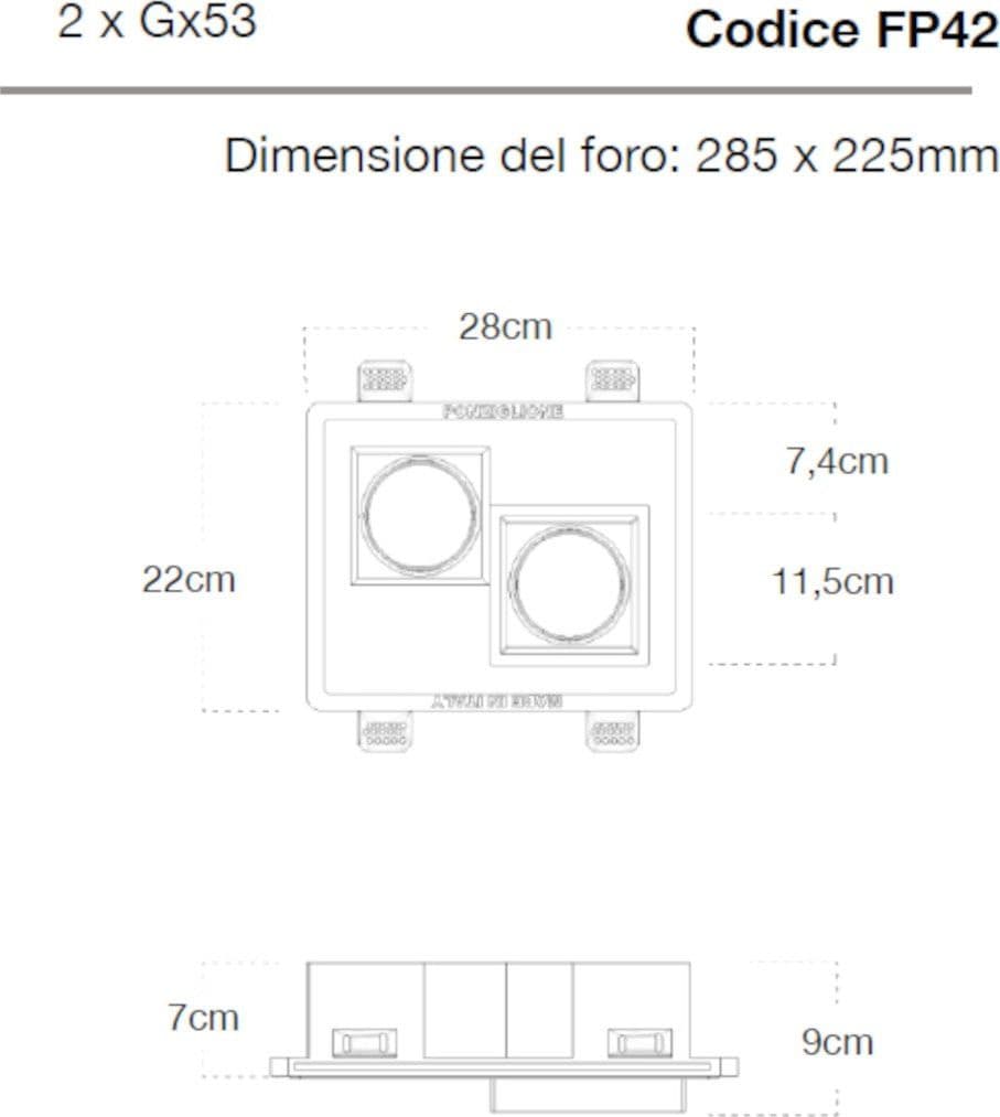 Faretto incasso Lampadari Bartalini OBUC 2 FP42 GX53 LED gesso verniciabile in Faretti da soffitto Lampadari Bartalini - Colle di Val d’Elsa, commercioVirtuoso.it
