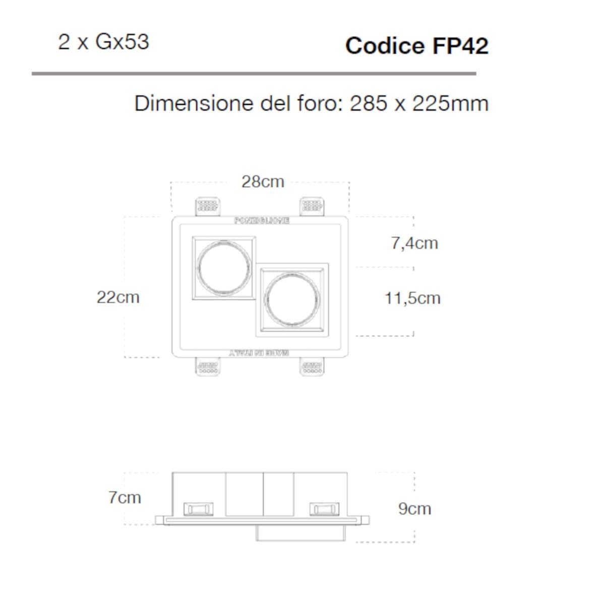 Faretto incasso Lampadari Bartalini OBUC 2 FP42 GX53 LED gesso verniciabile in Faretti da soffitto Lampadari Bartalini - Colle di Val d’Elsa, commercioVirtuoso.it