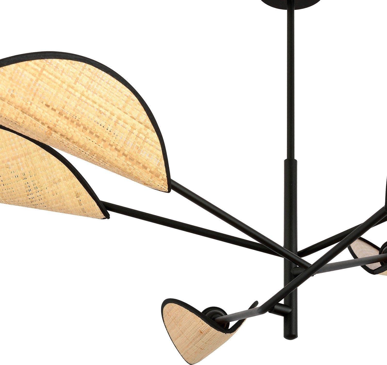 Lampadario 6 Luci Vene In Acciao Nero E Rattan Con Bracci Mobili in Lampade a sospensione LuceArt - Montecorvino Pugliano, commercioVirtuoso.it