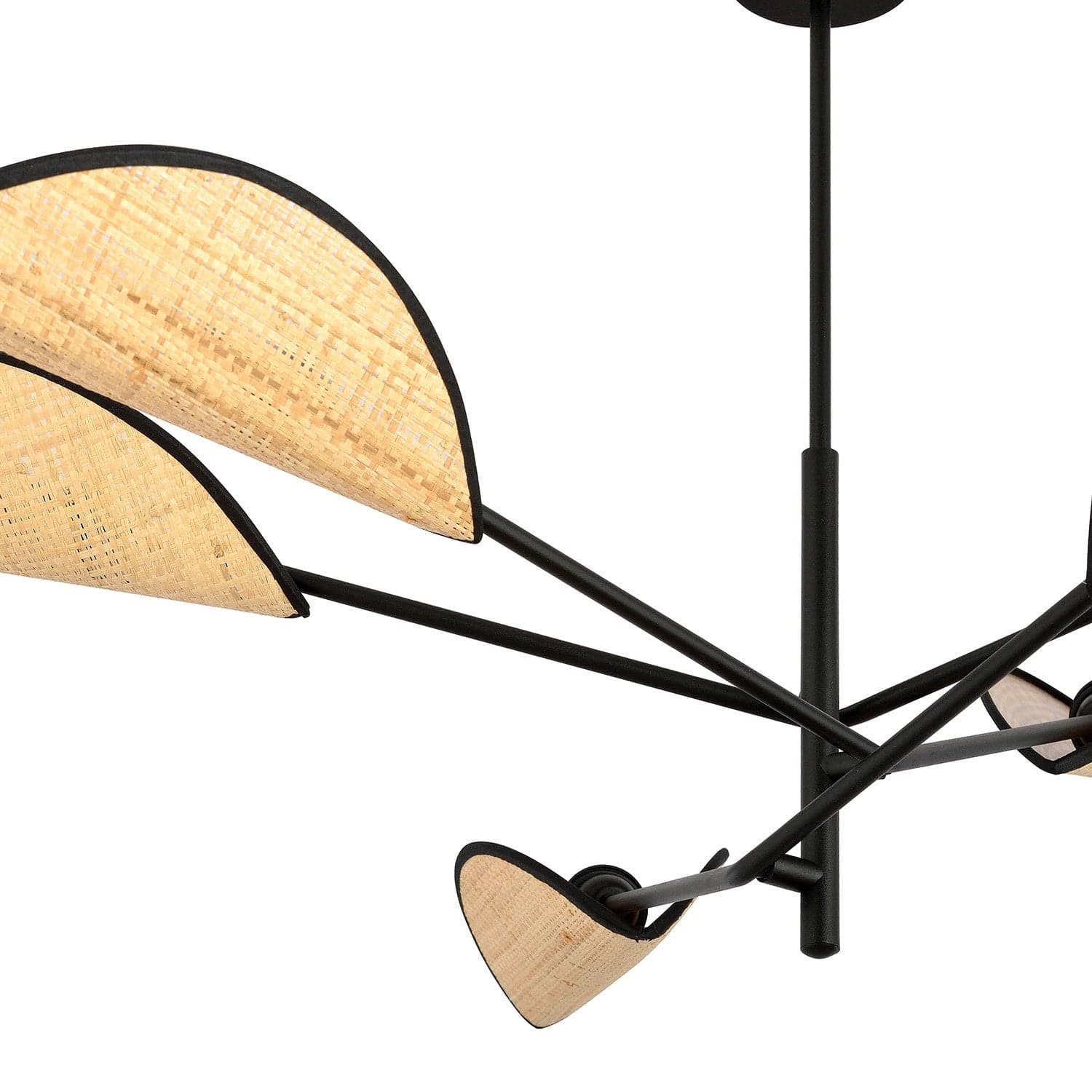 Lampadario 6 Luci Vene In Acciao Nero E Rattan Con Bracci Mobili in Lampade a sospensione LuceArt - Montecorvino Pugliano, commercioVirtuoso.it