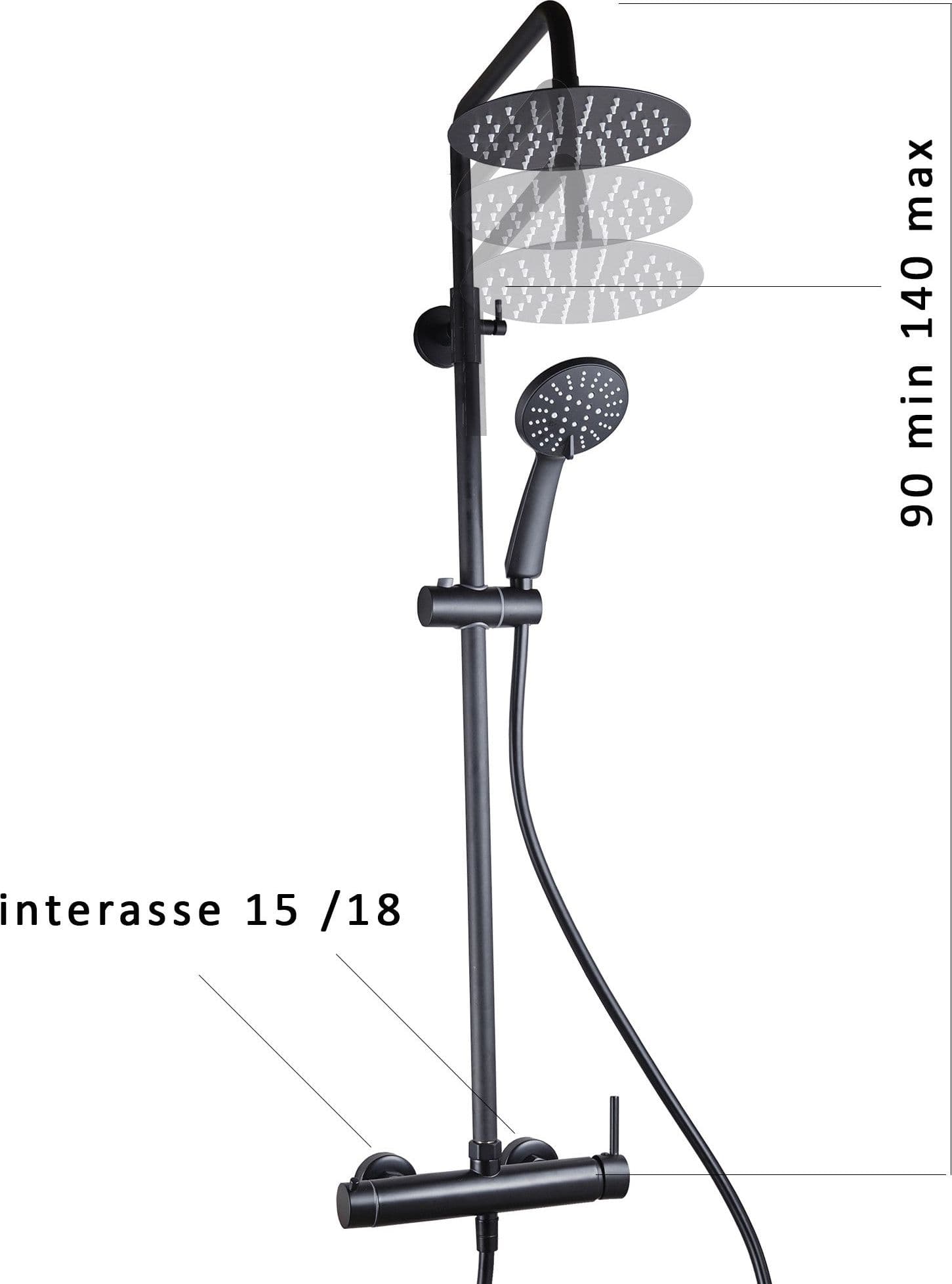Colonna doccia nera opaca con miscelatore soffione 20cm POP in Rubinetti per vasca Mondialshop - Parabiago, commercioVirtuoso.it