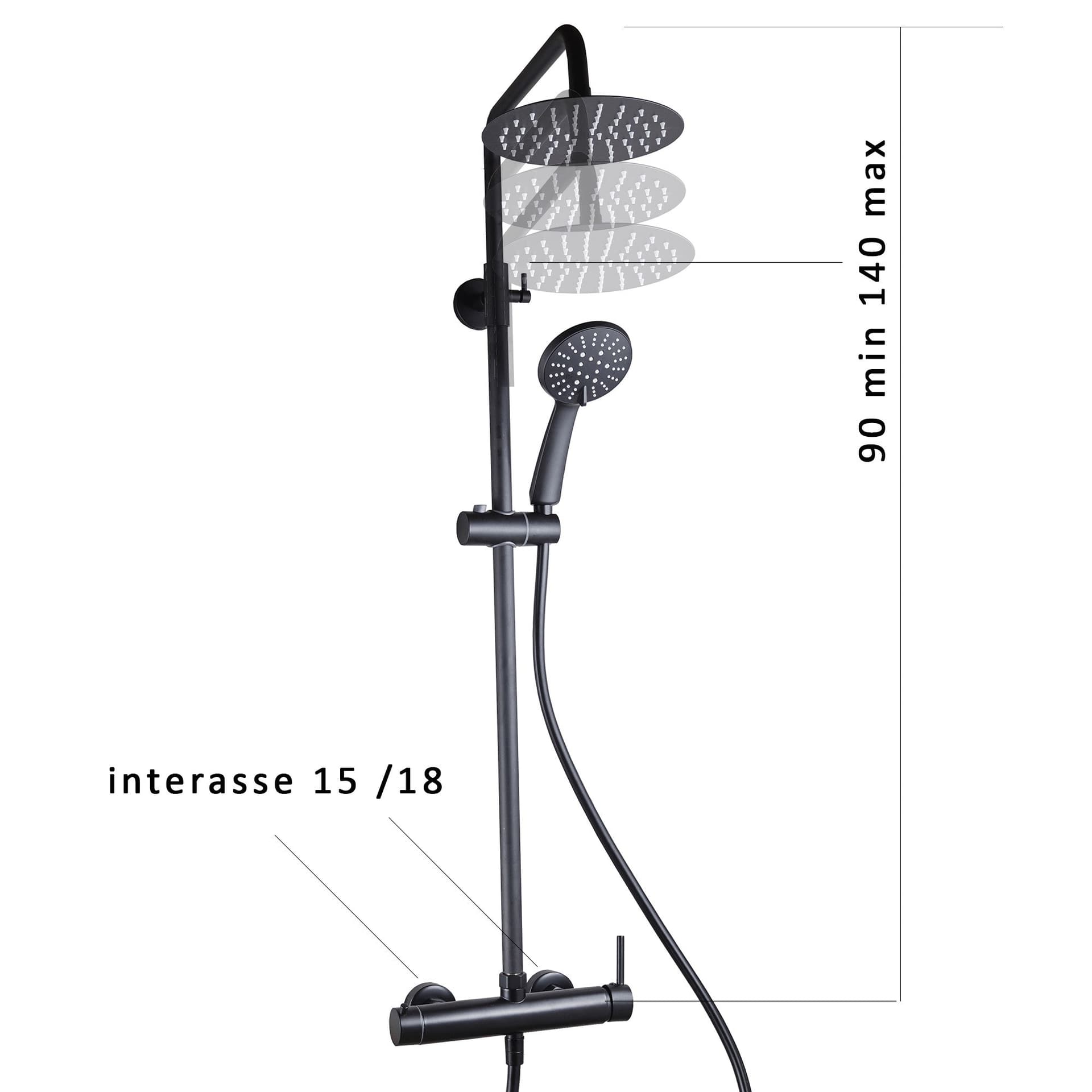 Colonna doccia nera opaca con miscelatore soffione 20cm POP in Rubinetti per vasca Mondialshop - Parabiago, commercioVirtuoso.it