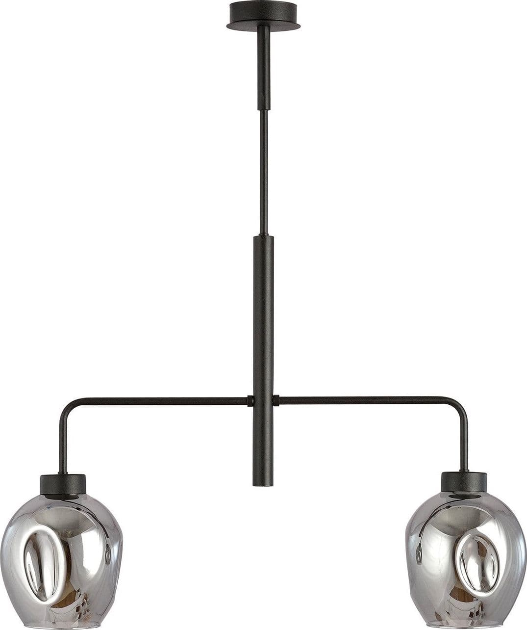 Lampadario Moderno 2 Luci Lukka In Accaio Nero E Vetro Fumè in Lampade a sospensione LuceArt - Montecorvino Pugliano, commercioVirtuoso.it