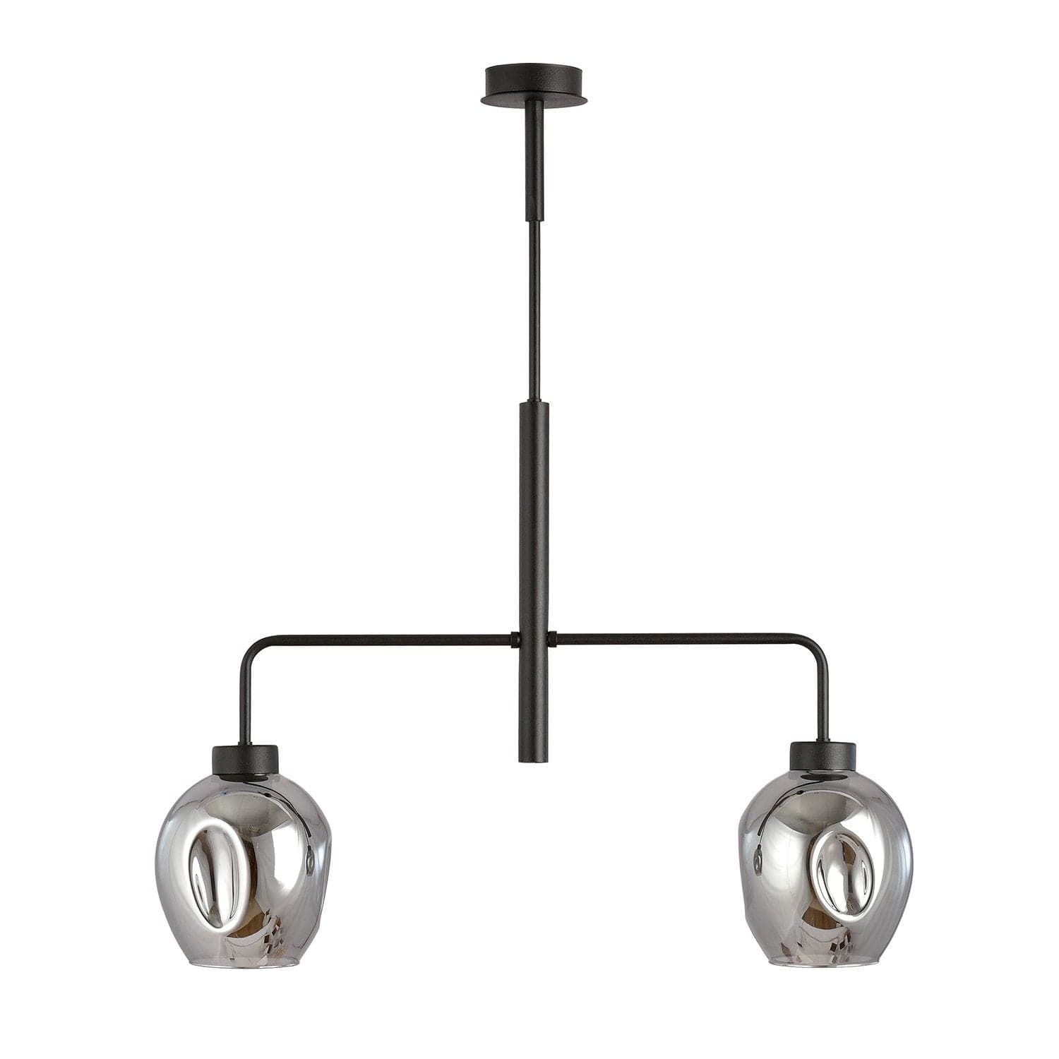Lampadario Moderno 2 Luci Lukka In Accaio Nero E Vetro Fumè in Lampade a sospensione LuceArt - Montecorvino Pugliano, commercioVirtuoso.it