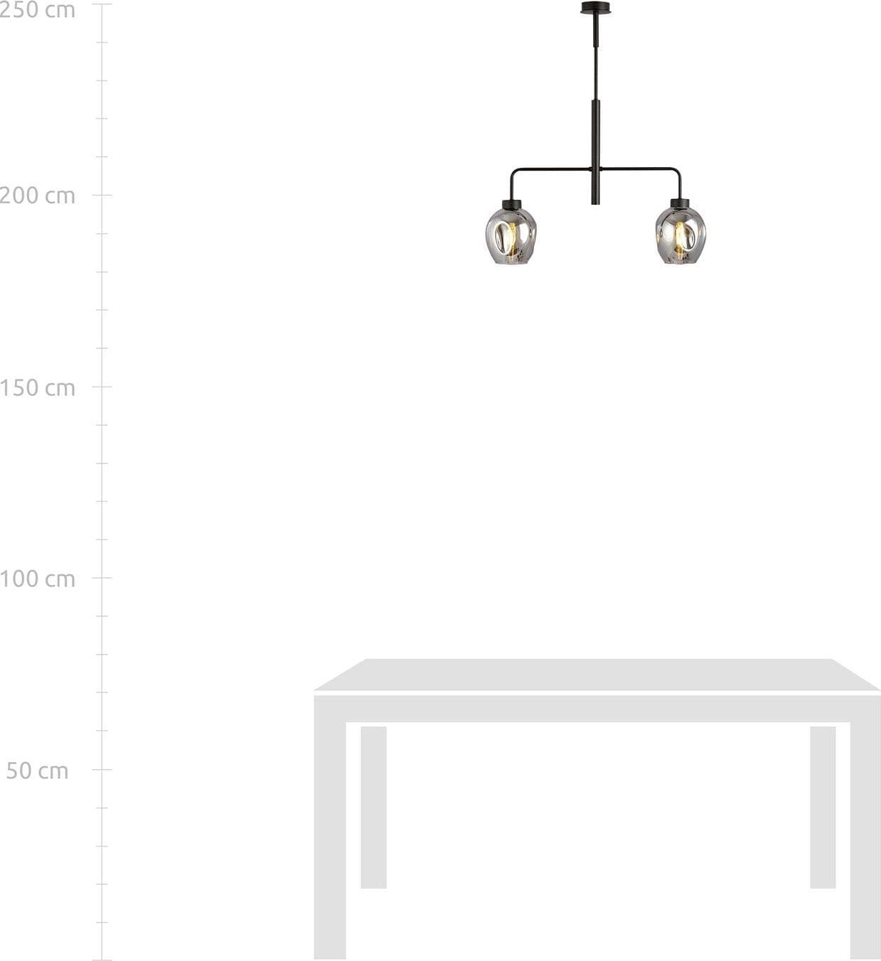 Lampadario Moderno 2 Luci Lukka In Accaio Nero E Vetro Fumè in Lampade a sospensione LuceArt - Montecorvino Pugliano, commercioVirtuoso.it