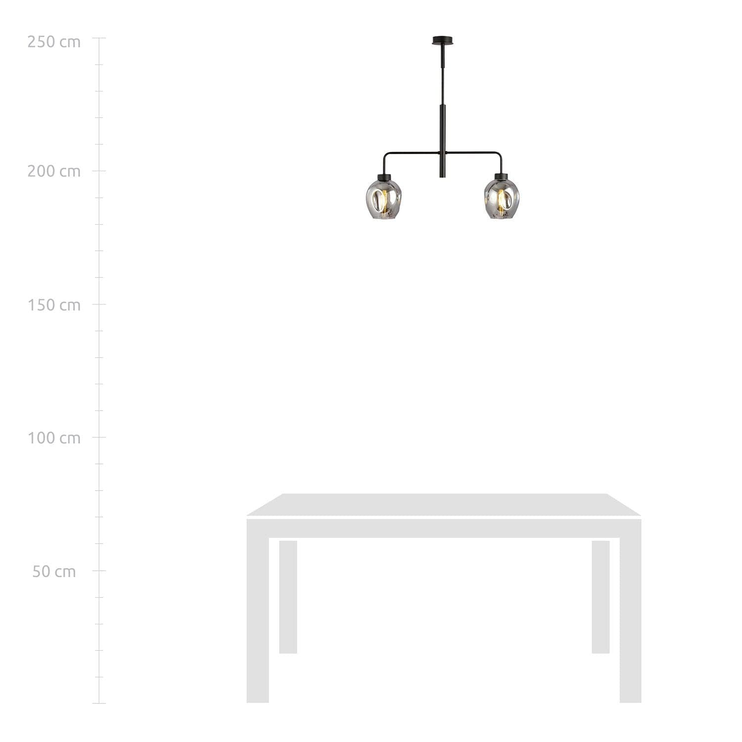 Lampadario Moderno 2 Luci Lukka In Accaio Nero E Vetro Fumè in Lampade a sospensione LuceArt - Montecorvino Pugliano, commercioVirtuoso.it