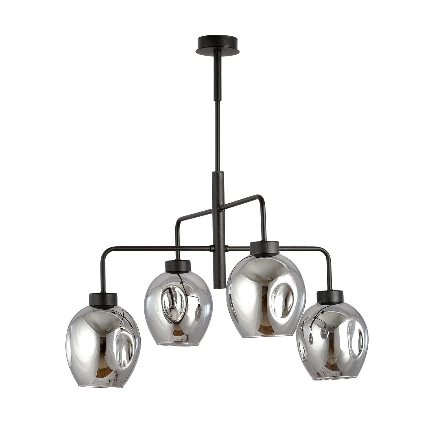 Lampadario Moderno 4 Luci Lukka In Accaio Nero E Vetro Fumè in Lampade a sospensione LuceArt - Montecorvino Pugliano, commercioVirtuoso.it