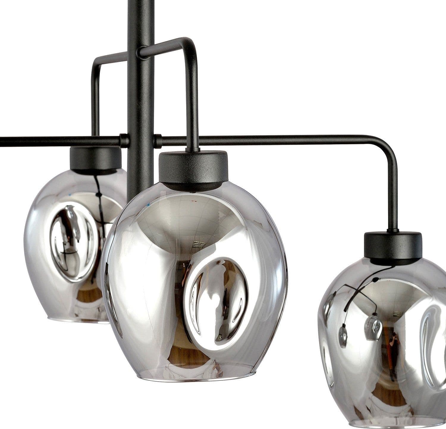 Lampadario Moderno 4 Luci Lukka In Accaio Nero E Vetro Fumè in Lampade a sospensione LuceArt - Montecorvino Pugliano, commercioVirtuoso.it