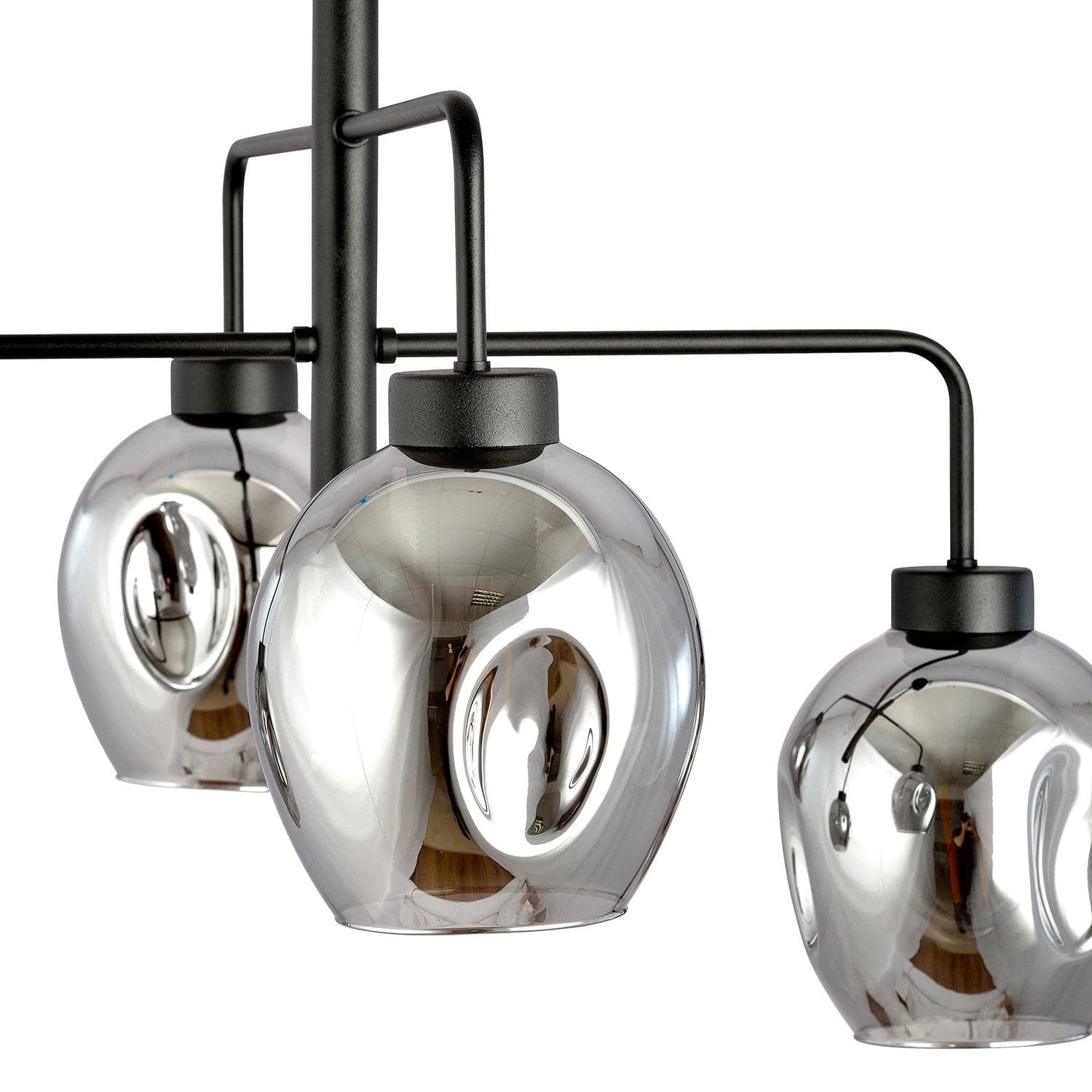 Lampadario Moderno 4 Luci Lukka In Accaio Nero E Vetro Fumè in Lampade a sospensione LuceArt - Montecorvino Pugliano, commercioVirtuoso.it