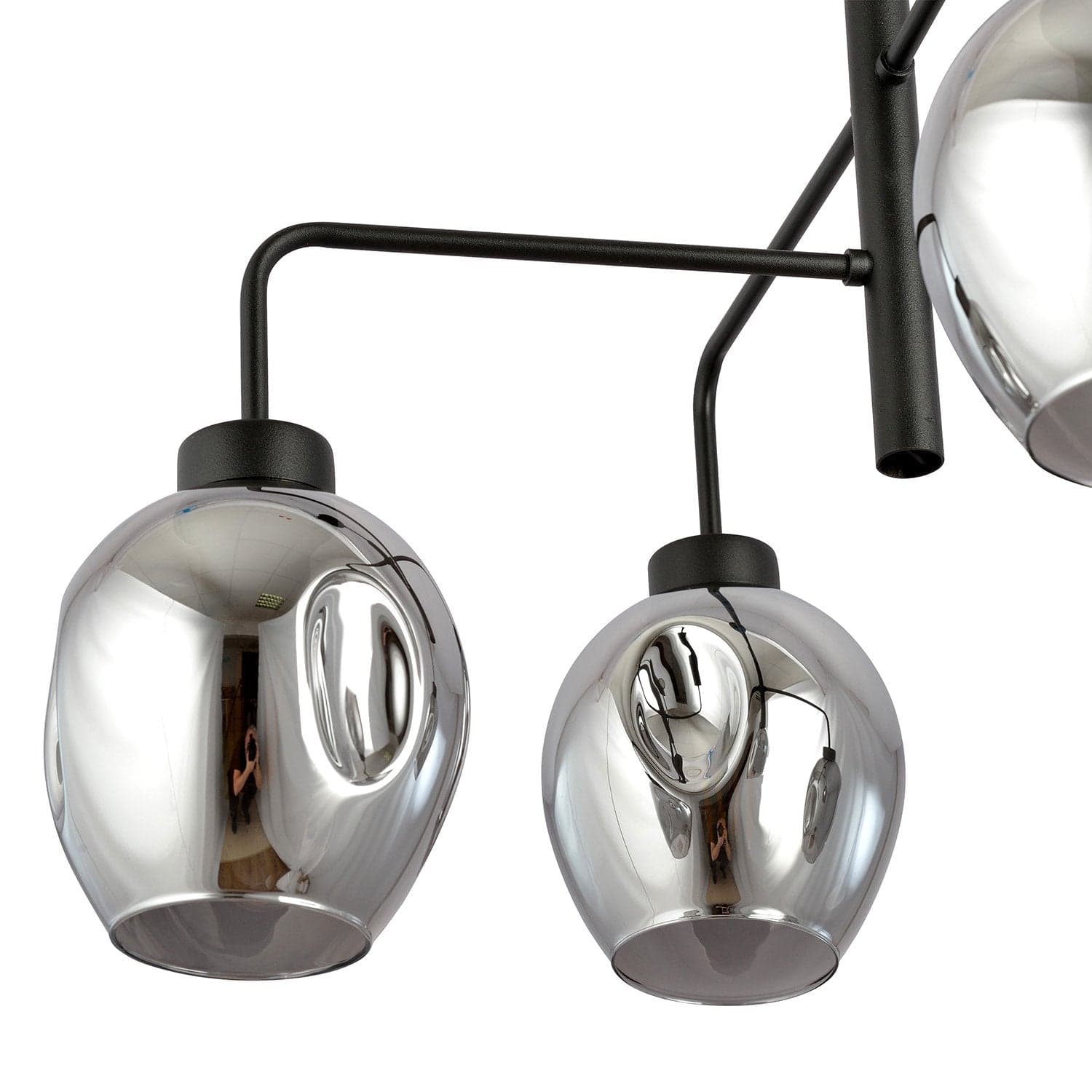 Lampadario Moderno 4 Luci Lukka In Accaio Nero E Vetro Fumè in Lampade a sospensione LuceArt - Montecorvino Pugliano, commercioVirtuoso.it