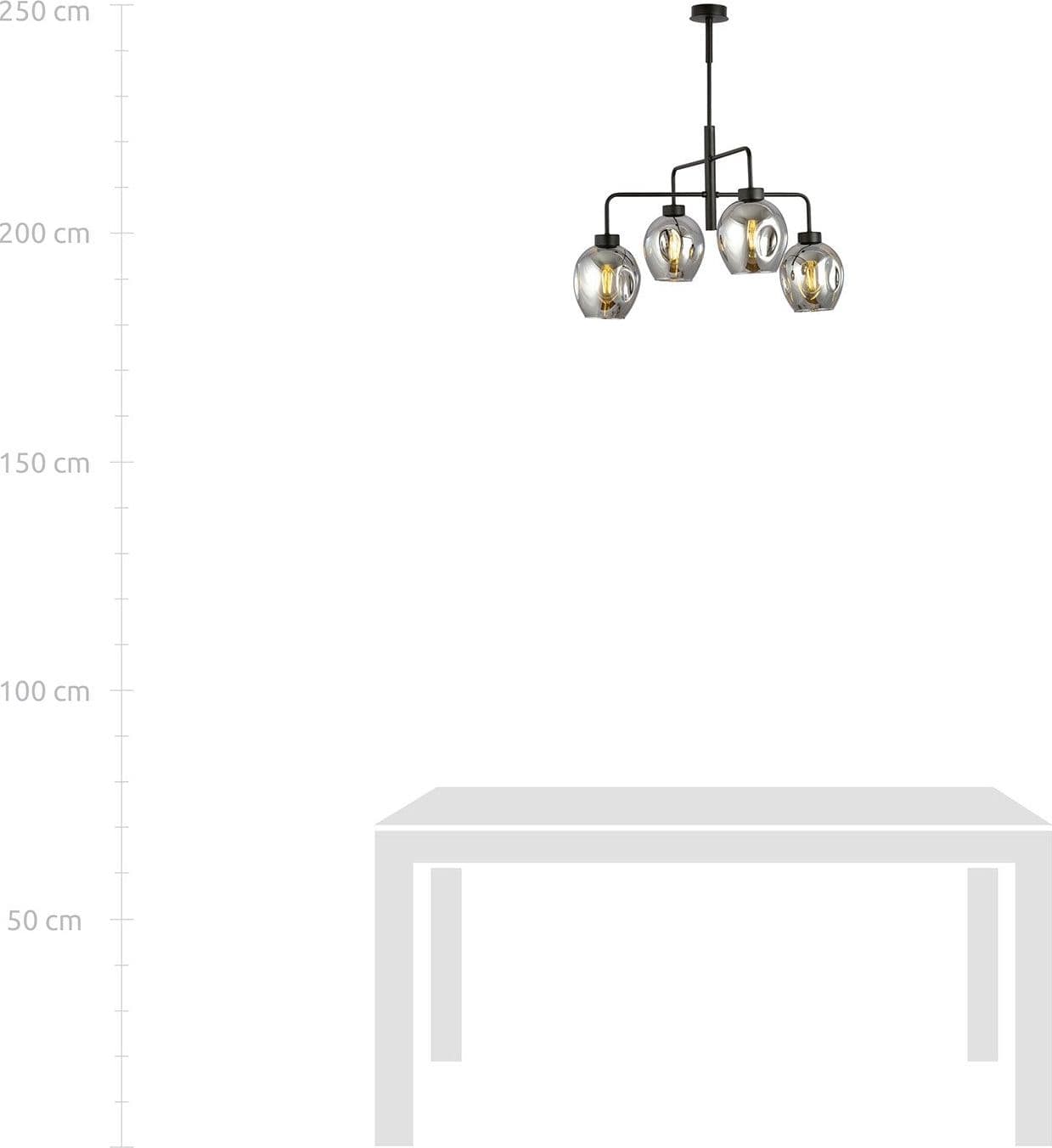 Lampadario Moderno 4 Luci Lukka In Accaio Nero E Vetro Fumè in Lampade a sospensione LuceArt - Montecorvino Pugliano, commercioVirtuoso.it