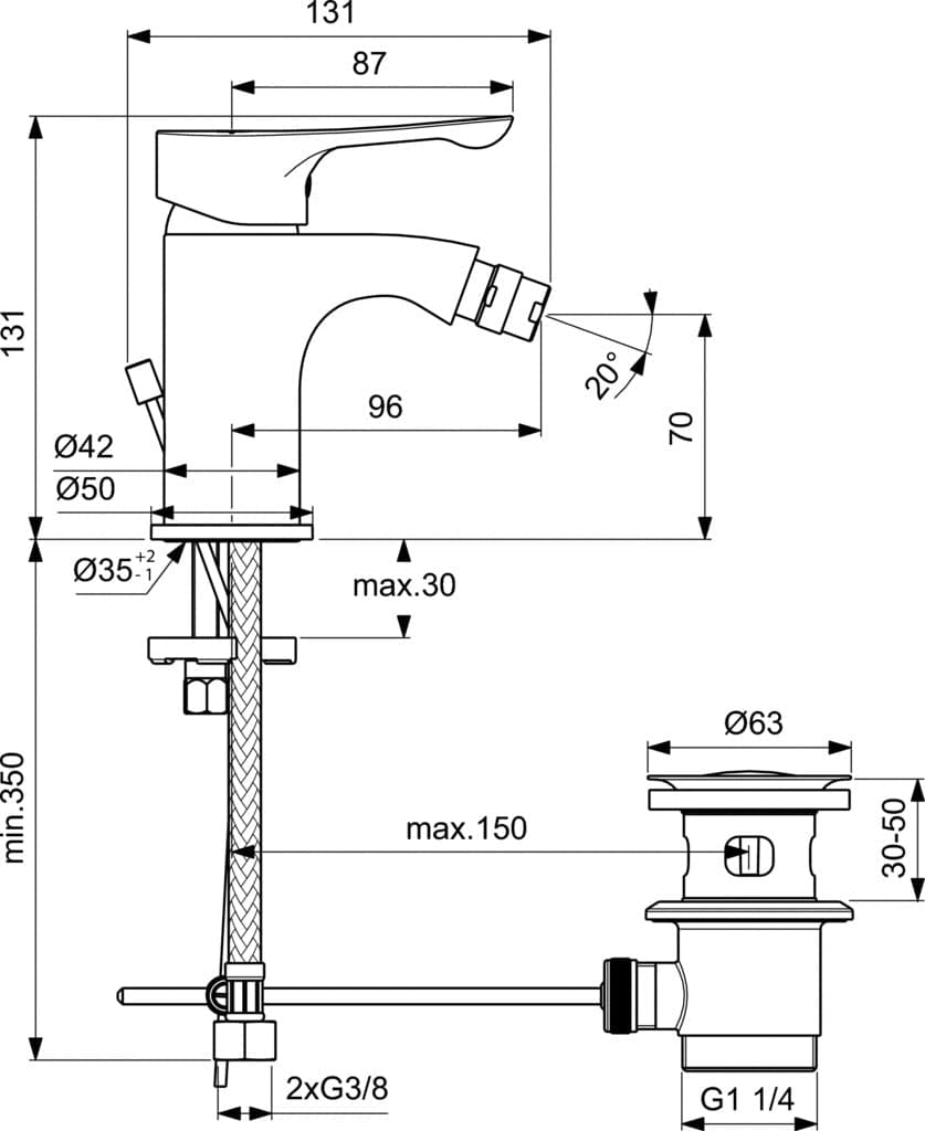 Miscelatore bidet BC652AA Ideal Standard Alpha in Rubinetti per bidet Mondialshop - Parabiago, commercioVirtuoso.it