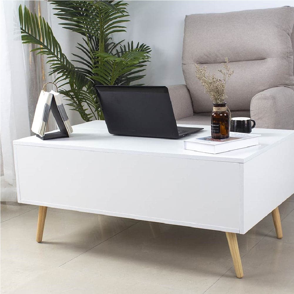 Tavolino da Salotto con Vano Contenitore in Legno 100x60x45cm Moderno Bianco in Tavolini da caffè Danyx - Casoria, commercioVirtuoso.it