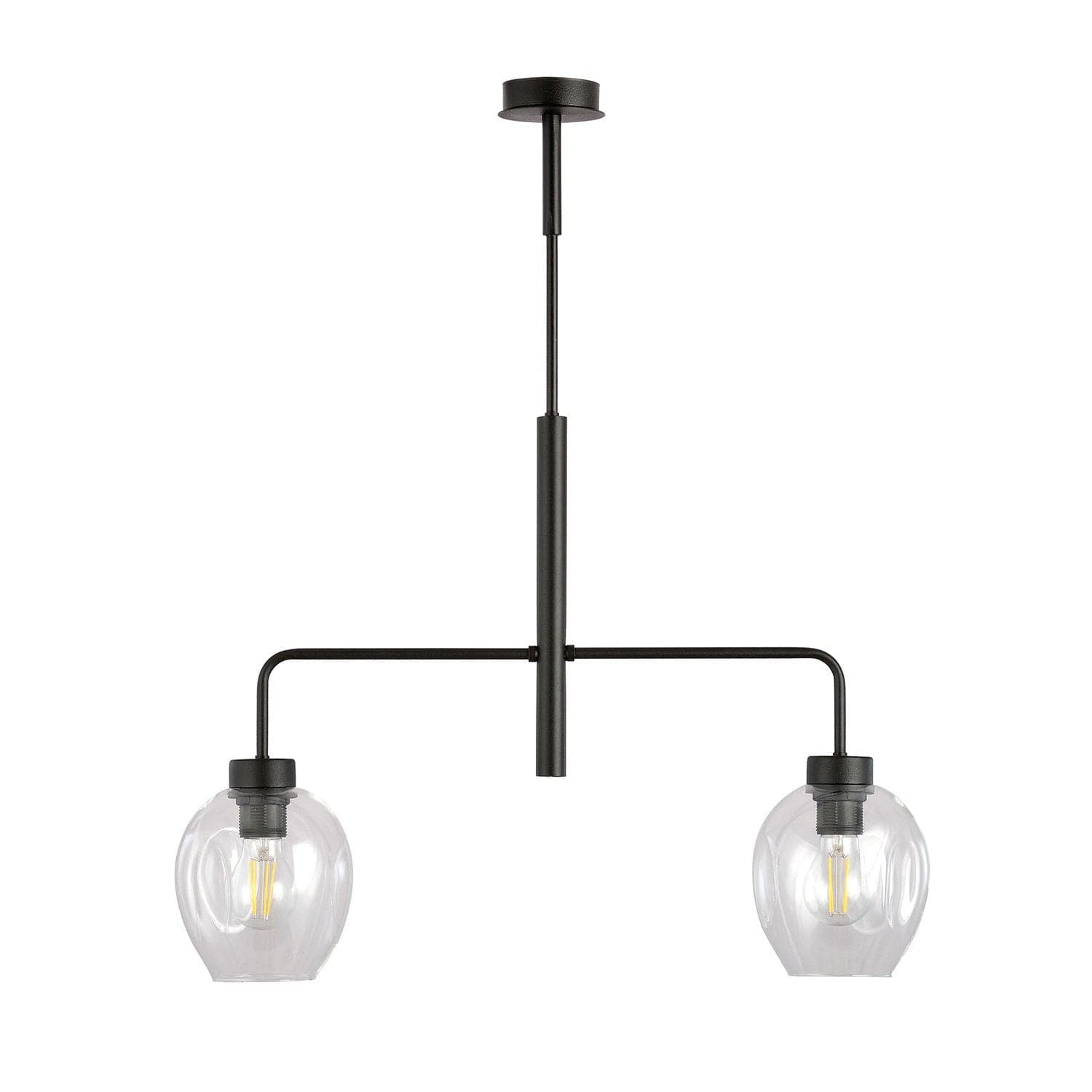 Lampadario Moderno 2 Luci Lukka In Accaio Nero E Vetro Trasparente in Lampade a sospensione LuceArt - Montecorvino Pugliano, commercioVirtuoso.it
