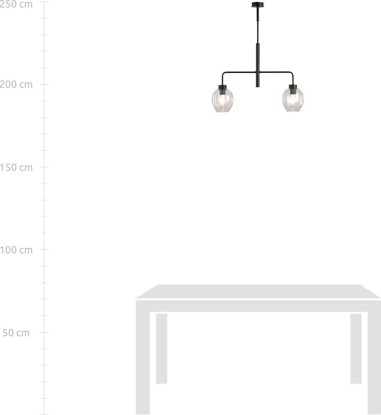 Lampadario Moderno 2 Luci Lukka In Accaio Nero E Vetro Trasparente in Lampade a sospensione LuceArt - Montecorvino Pugliano, commercioVirtuoso.it