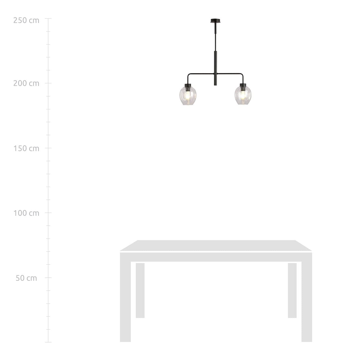 Lampadario Moderno 2 Luci Lukka In Accaio Nero E Vetro Trasparente in Lampade a sospensione LuceArt - Montecorvino Pugliano, commercioVirtuoso.it