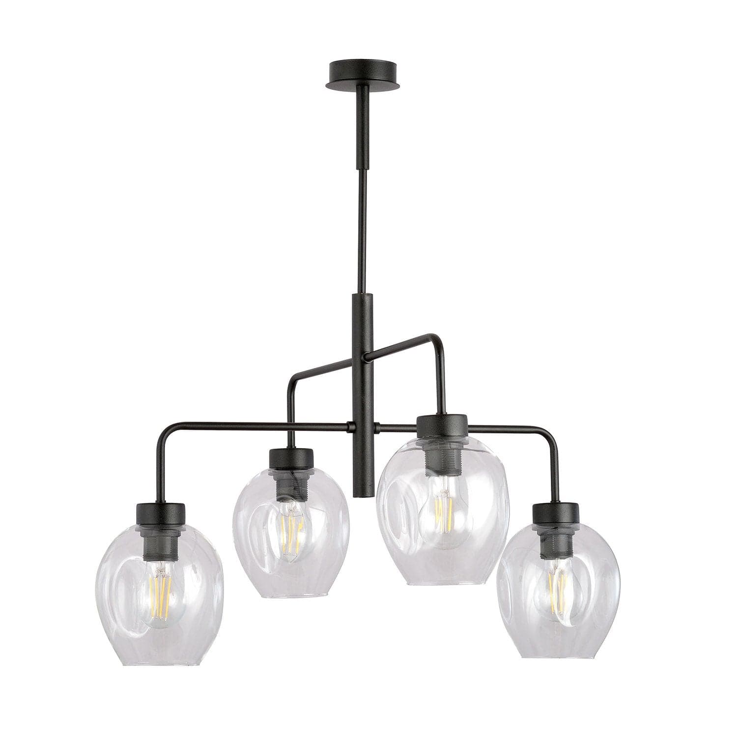 Lampadario Moderno 4 Luci Lukka In Accaio Nero E Vetro Trasparente in Lampade a sospensione LuceArt - Montecorvino Pugliano, commercioVirtuoso.it