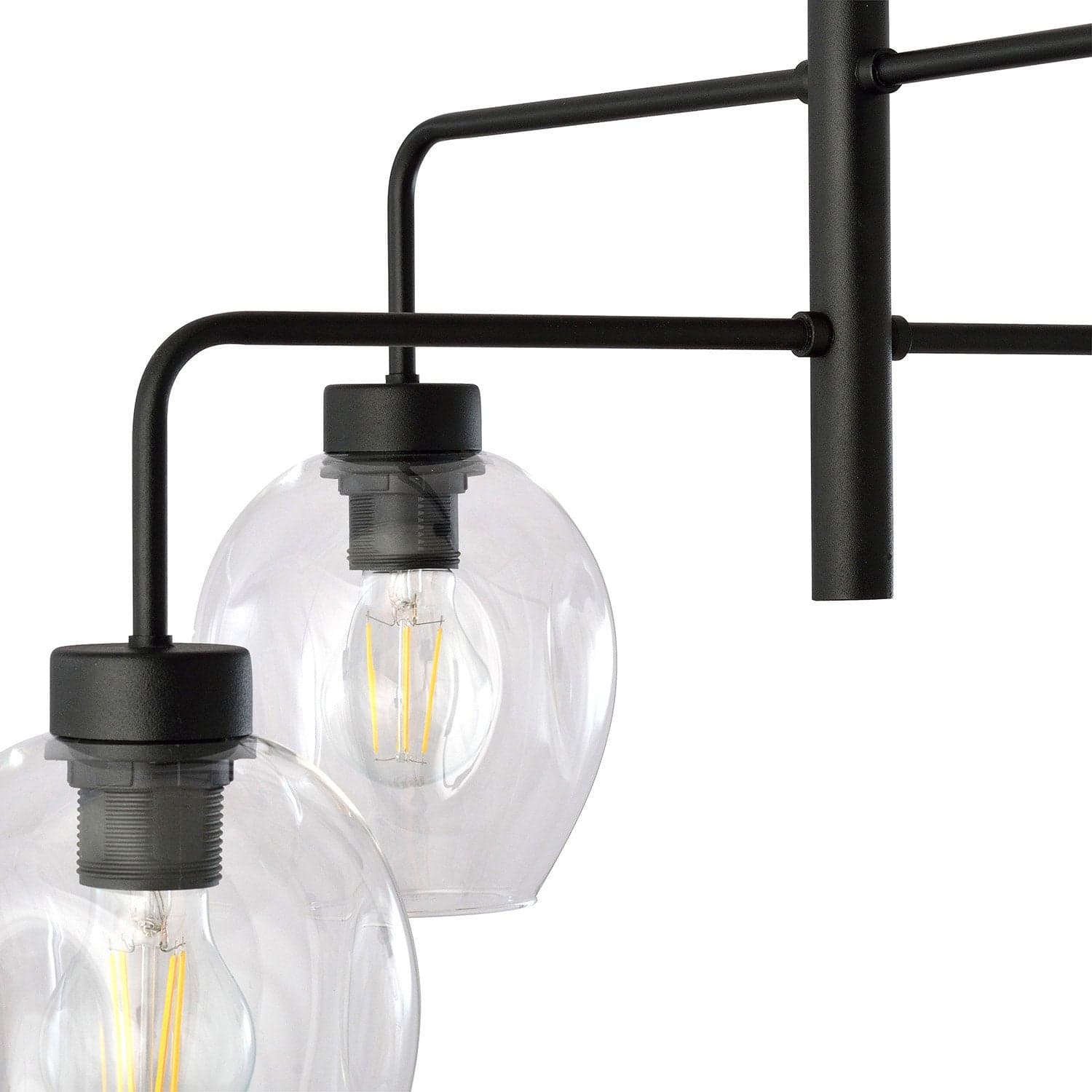 Lampadario Moderno 4 Luci Lukka In Accaio Nero E Vetro Trasparente in Lampade a sospensione LuceArt - Montecorvino Pugliano, commercioVirtuoso.it
