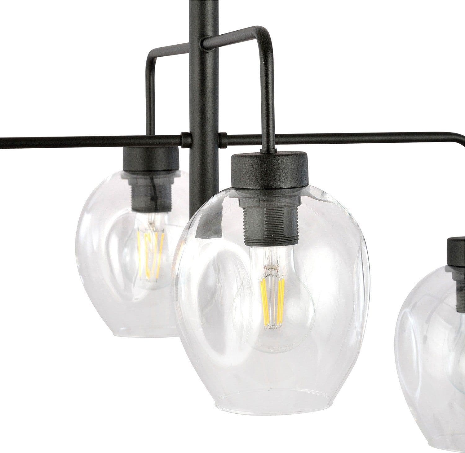 Lampadario Moderno 4 Luci Lukka In Accaio Nero E Vetro Trasparente in Lampade a sospensione LuceArt - Montecorvino Pugliano, commercioVirtuoso.it