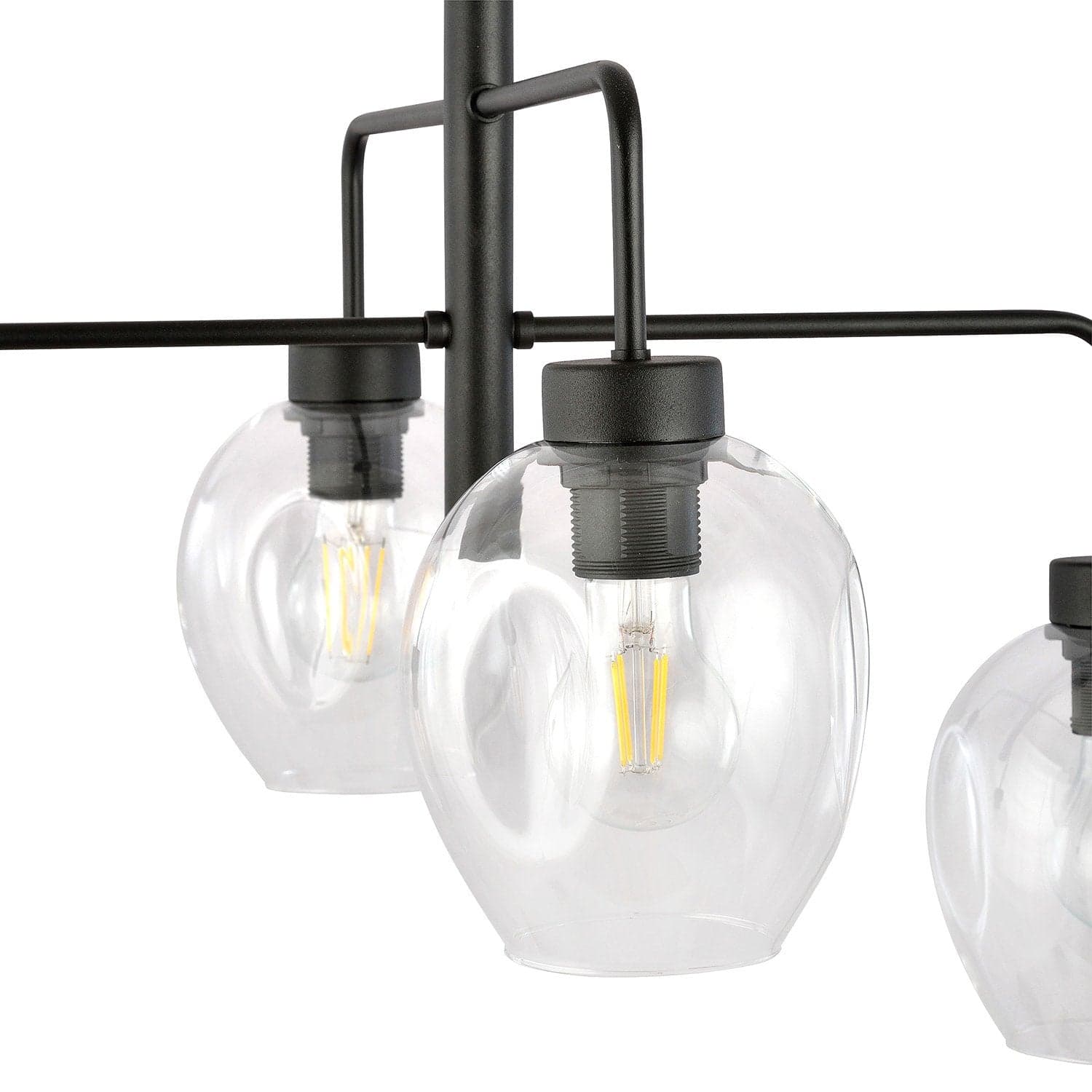 Lampadario Moderno 4 Luci Lukka In Accaio Nero E Vetro Trasparente in Lampade a sospensione LuceArt - Montecorvino Pugliano, commercioVirtuoso.it