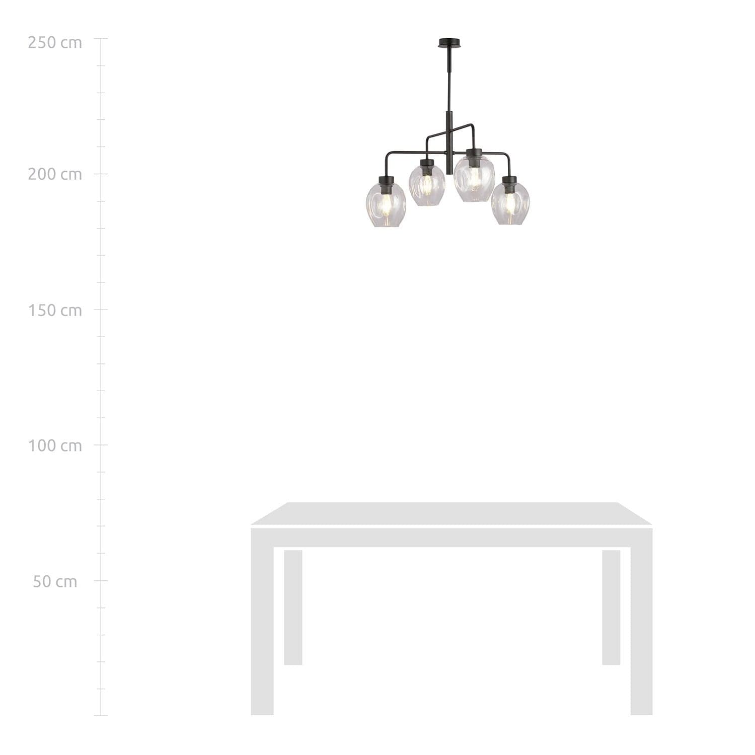 Lampadario Moderno 4 Luci Lukka In Accaio Nero E Vetro Trasparente in Lampade a sospensione LuceArt - Montecorvino Pugliano, commercioVirtuoso.it