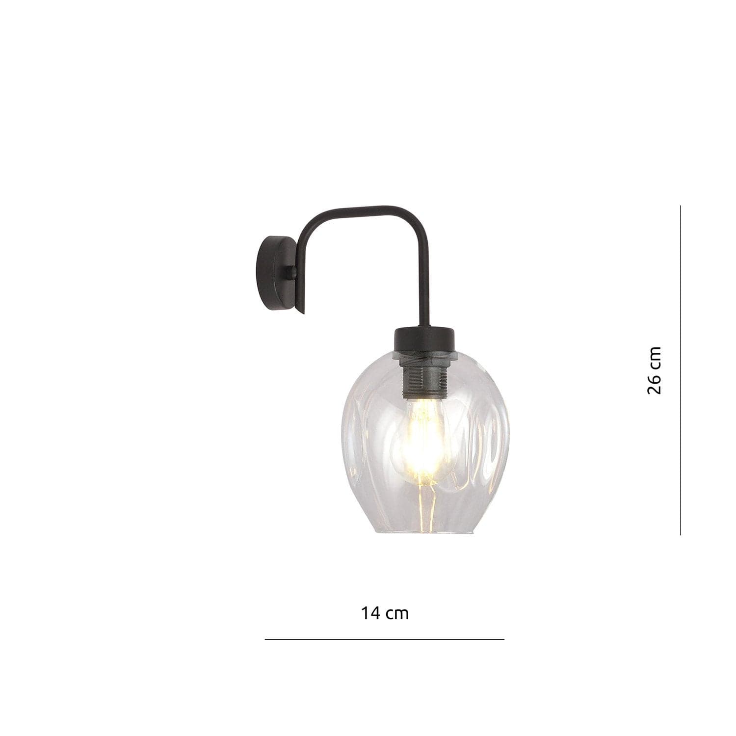 Applique Moderna 1 Luce Lukka In Accaio Nero E Vetro Trasparente in Applique LuceArt - Montecorvino Pugliano, commercioVirtuoso.it