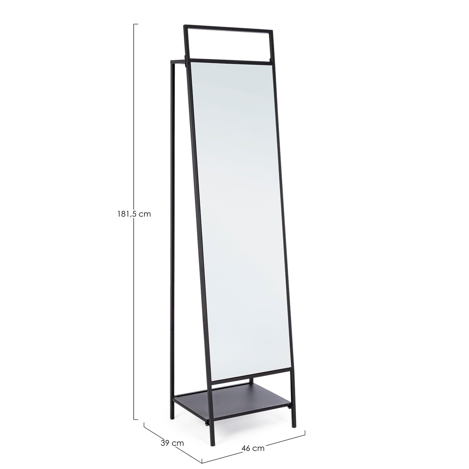 Specchio da terra "Ekbal" con cornice in metallo e porta abiti h 181 cm in Specchi da parete Decor Space - Altamura, commercioVirtuoso.it