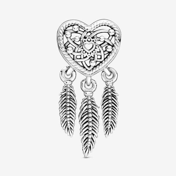 Pandora - Charm Openwork Acchiappasogni Cuore Tre Piume in Bead Charm Alba Gioielli - Casoria, commercioVirtuoso.it