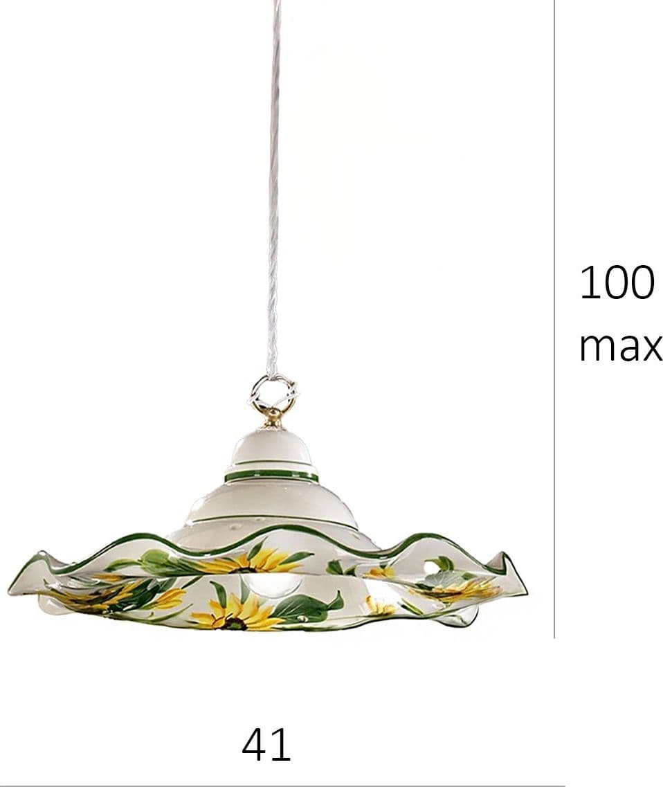 Lampadario ceramica Lampadari Bartalini 2217.2 E27 LED 41CM piatto girasole artigianale in Lampade a sospensione Lampadari Bartalini - Colle di Val d’Elsa, commercioVirtuoso.it