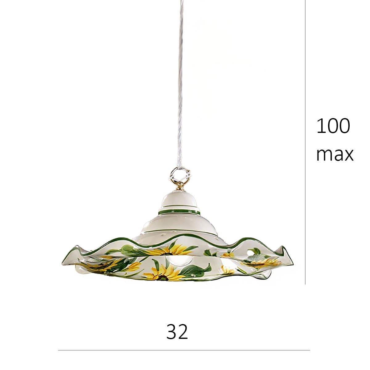 Lampadario ceramica Lampadari Bartalini 2217.3 E27 LED 32CM piatto girasole artigianale in Lampade a sospensione Lampadari Bartalini - Colle di Val d’Elsa, commercioVirtuoso.it